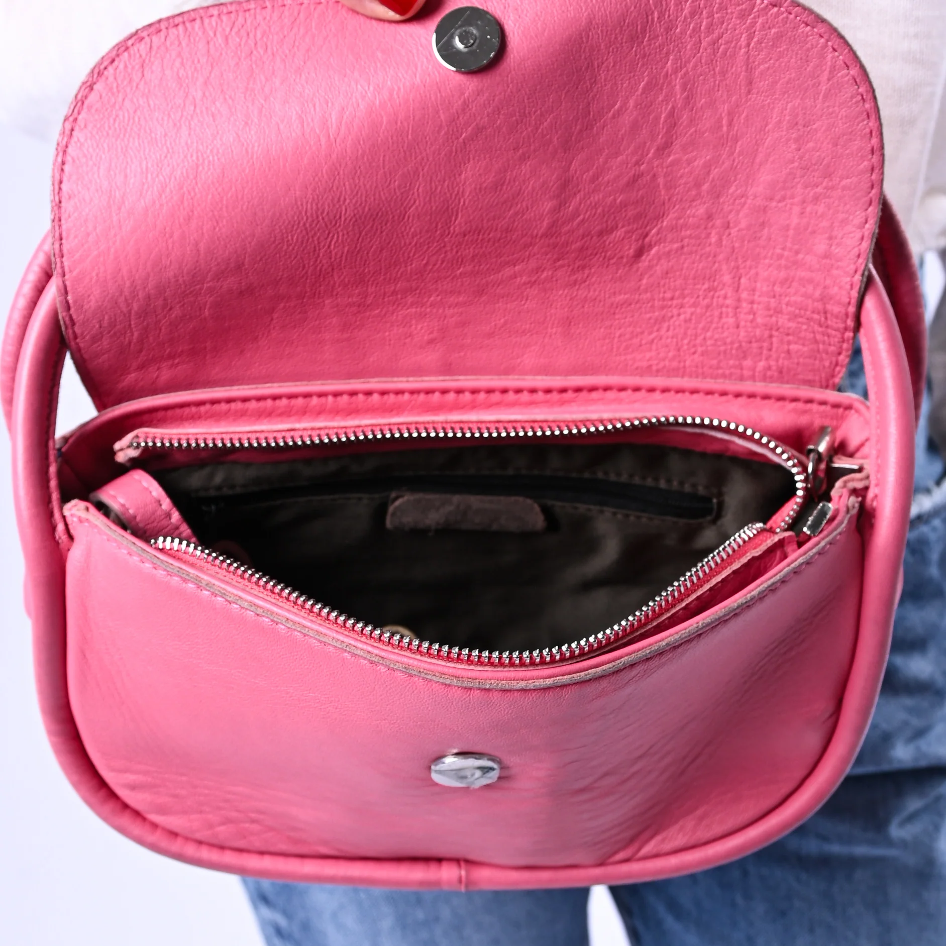 B LOVE - BORSA PICCOLA A MANO IN NAPPA ART.AR018S - FUXIA - Image 3