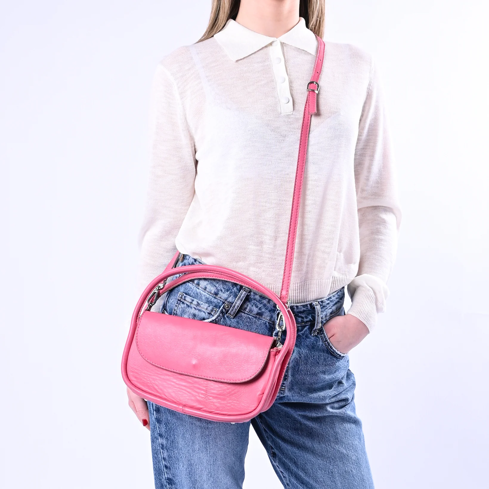B LOVE - BORSA PICCOLA A MANO IN NAPPA ART.AR018S - FUXIA - Image 4