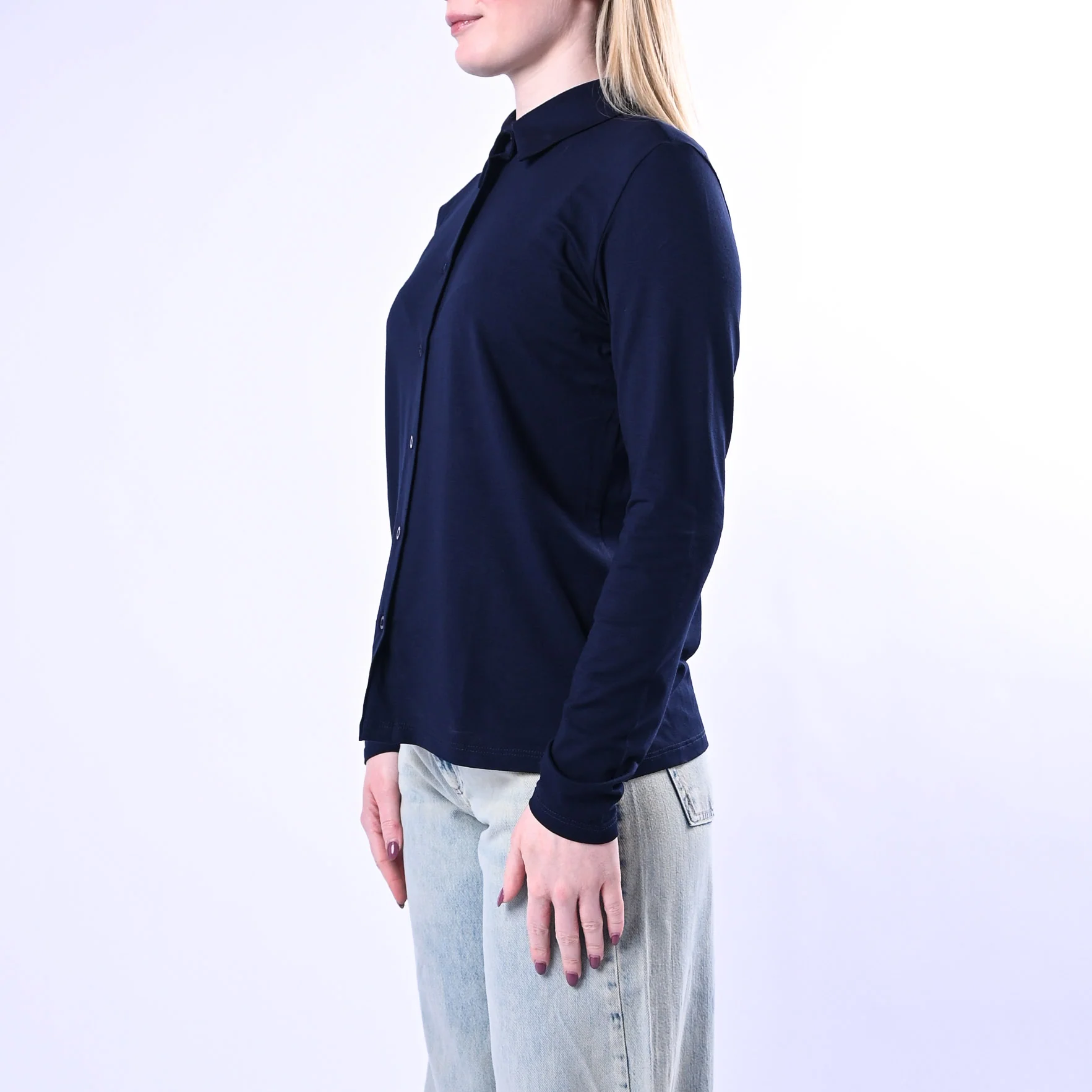 B LOVE - CAMICIA OLIVIA IN JERSEY ELASTICIZZATO ART.12065/BL - BLU - Image 3