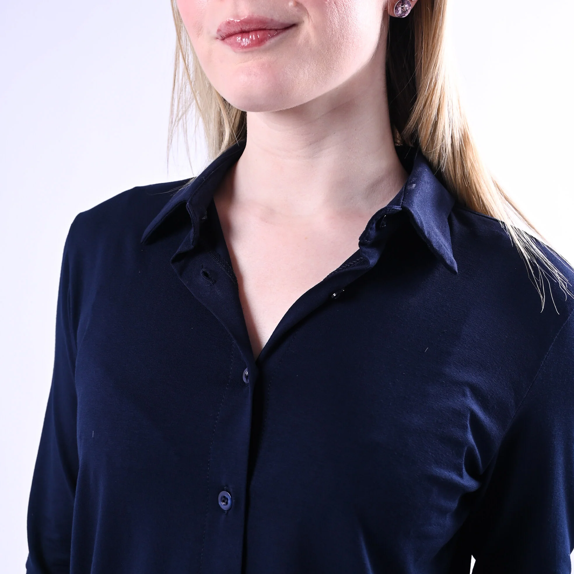 B LOVE - CAMICIA OLIVIA IN JERSEY ELASTICIZZATO ART.12065/BL - BLU - Image 5