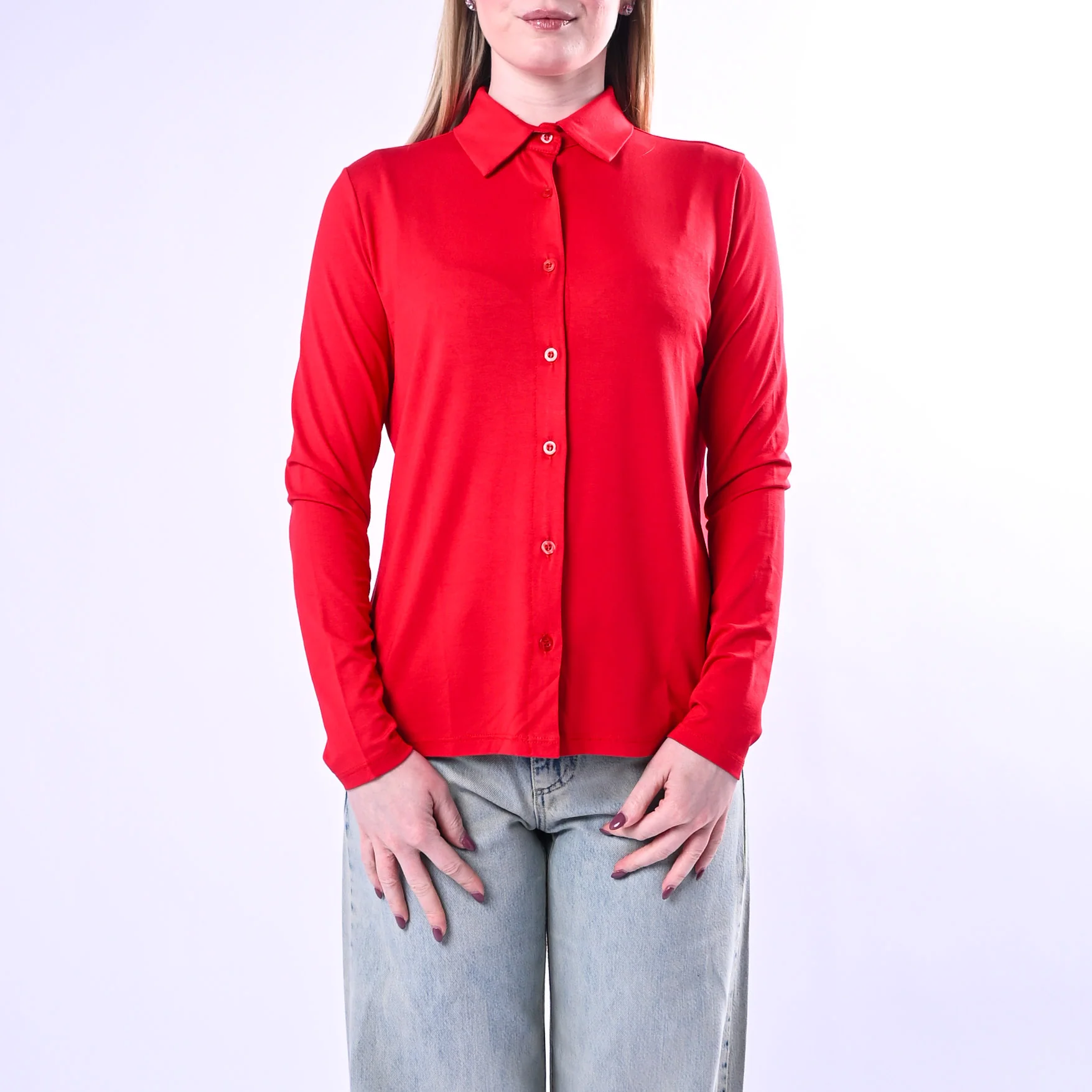 B LOVE - CAMICIA OLIVIA IN JERSEY ELASTICIZZATO ART.12065/R - ROSSO - Image 2