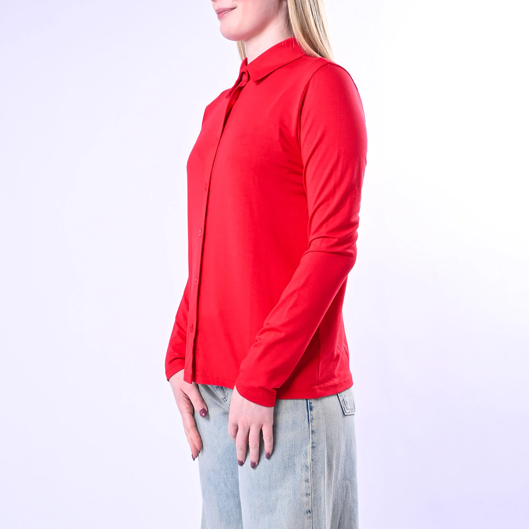 B LOVE - CAMICIA OLIVIA IN JERSEY ELASTICIZZATO ART.12065/R - ROSSO - Image 3