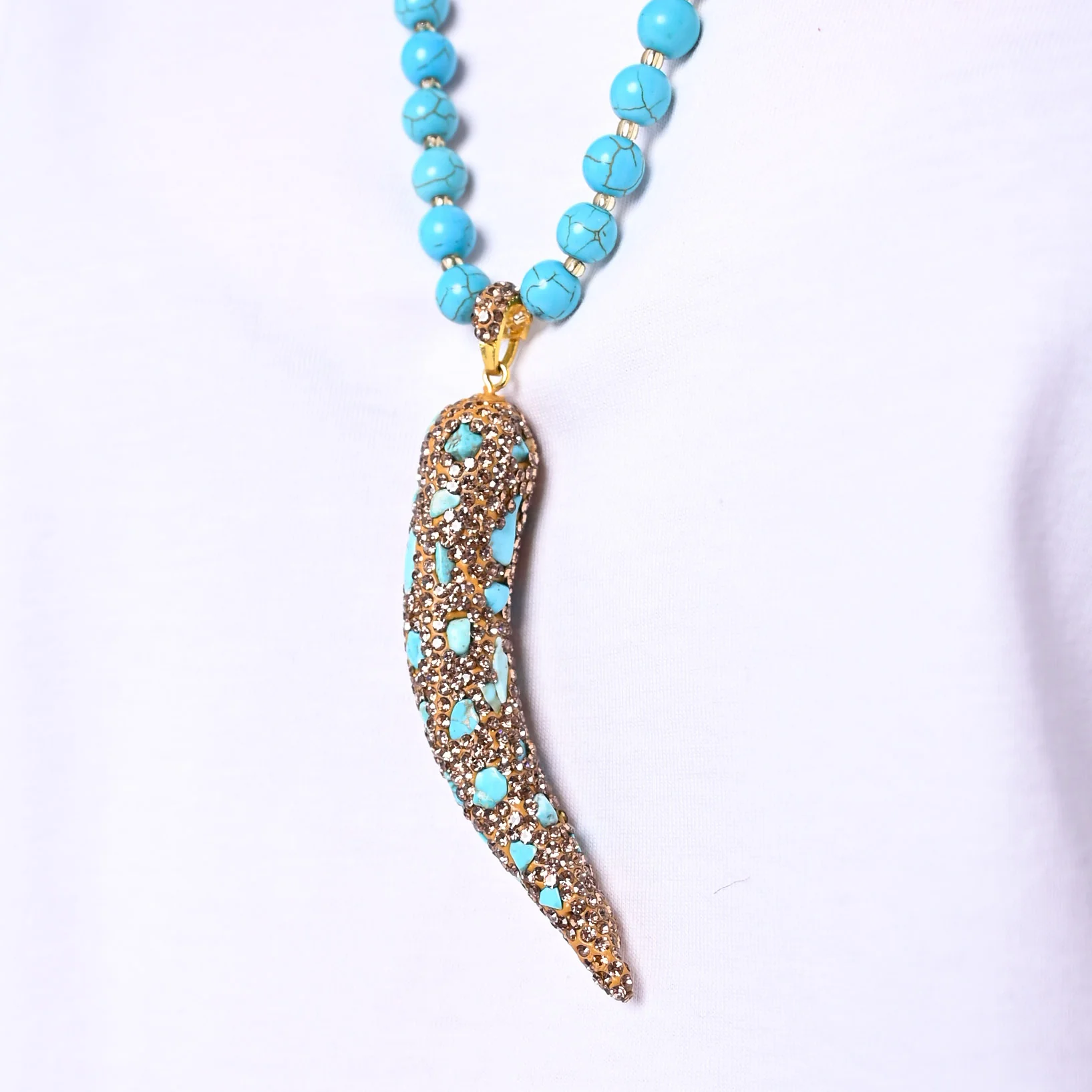 B LOVE - COLLANA CORNO STRASS ART.CLCRSS - TURCHESE - Image 2