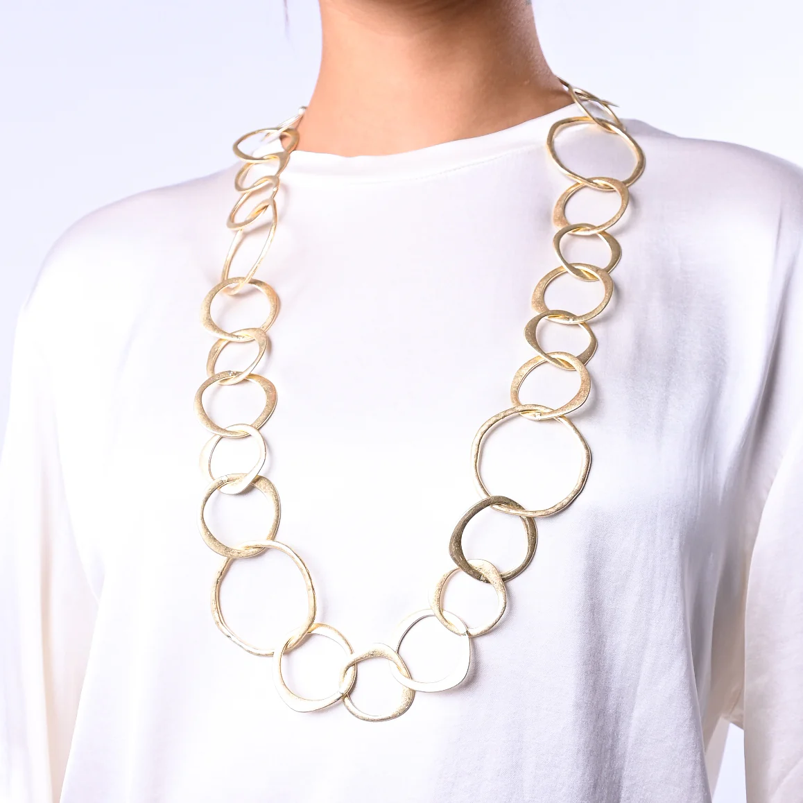 B LOVE - COLLANA LUNGA ANELLI IRREGOLARI ART.CLLGAN - ORO