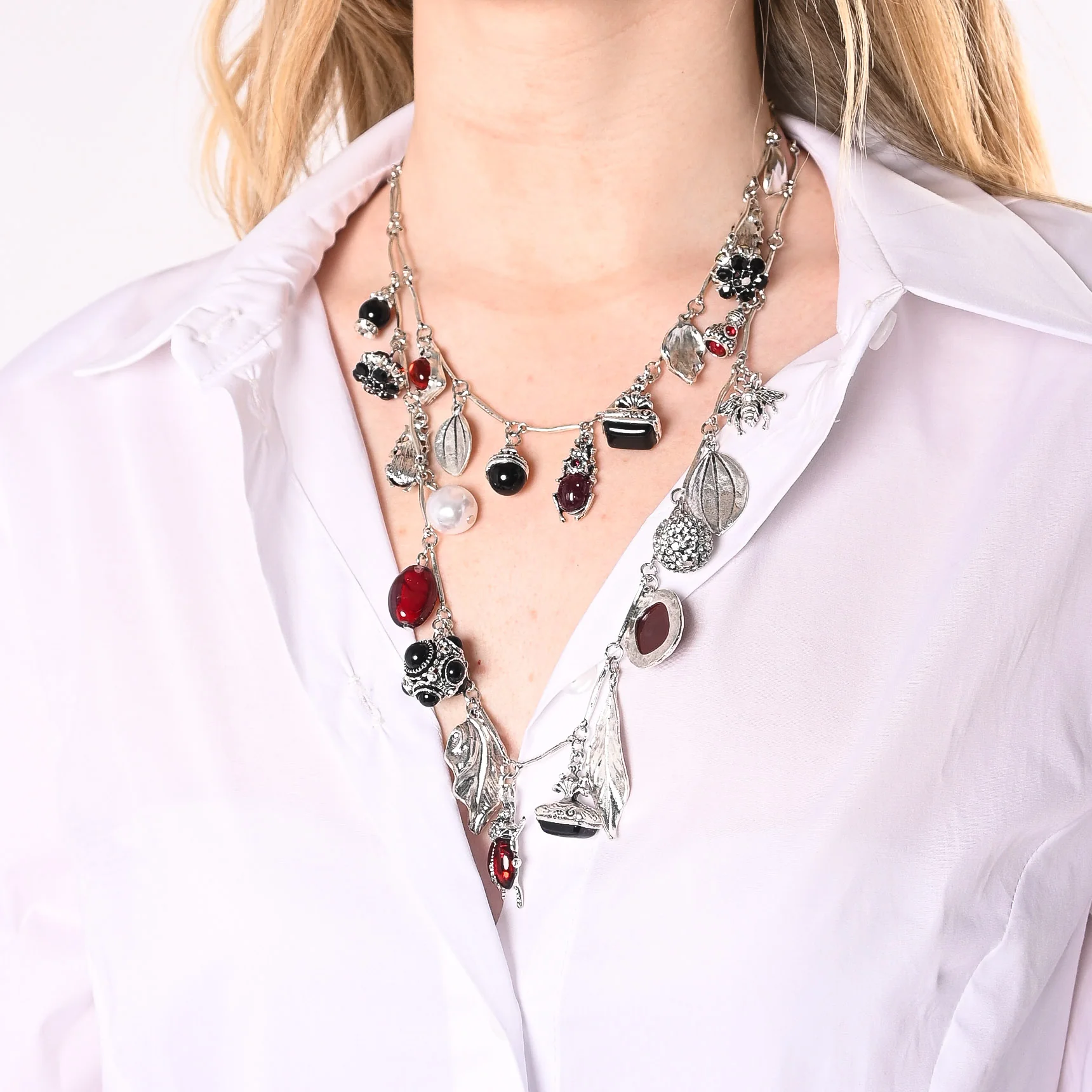 B LOVE - DOPPIA COLLANA MULTI-CHARM ART. AD-0444/A - ARGENTO
