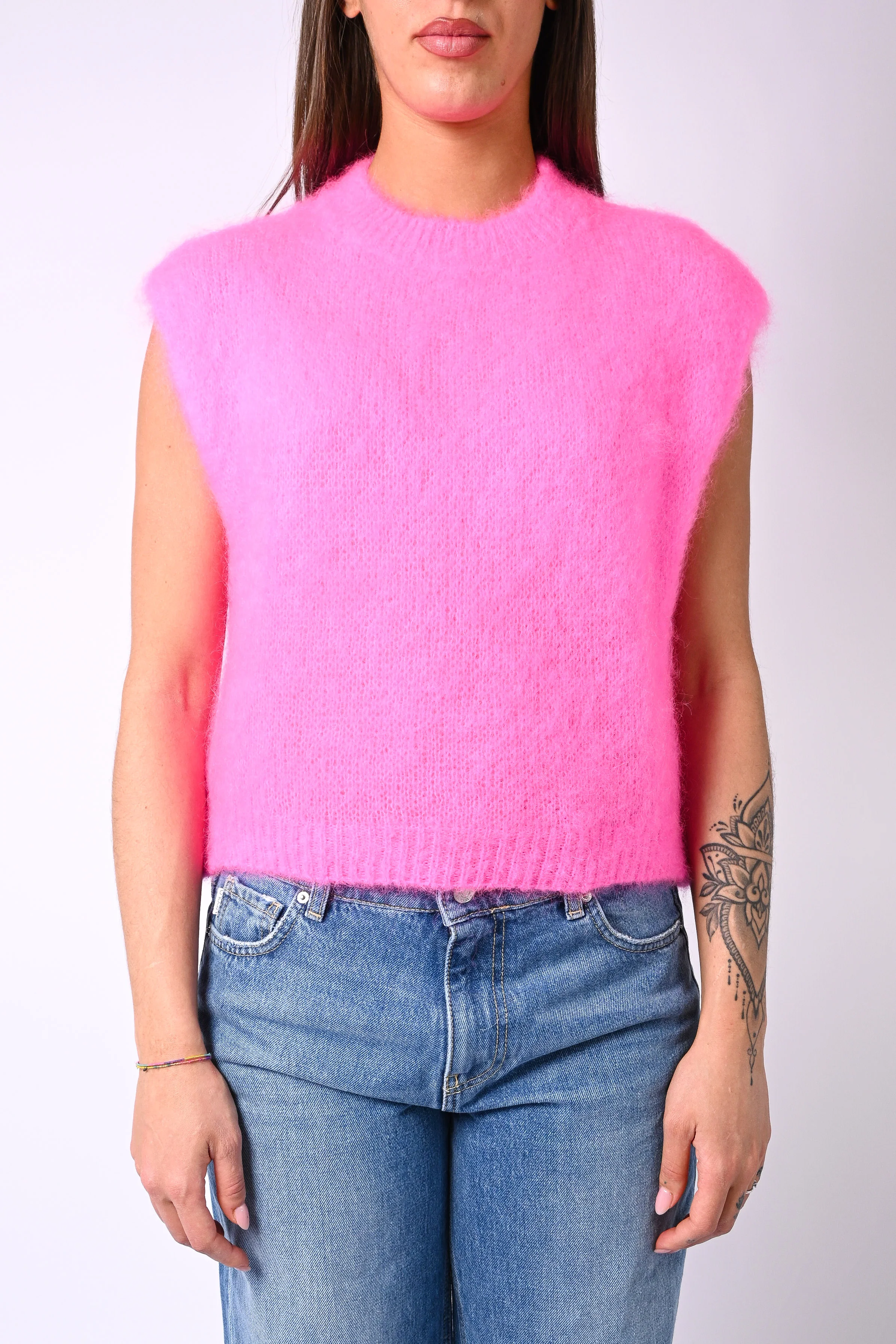 B LOVE - GILET MODELLO CHANEL IN KID MOHAIR ART.28023 - ROSA FLUO - Image 2