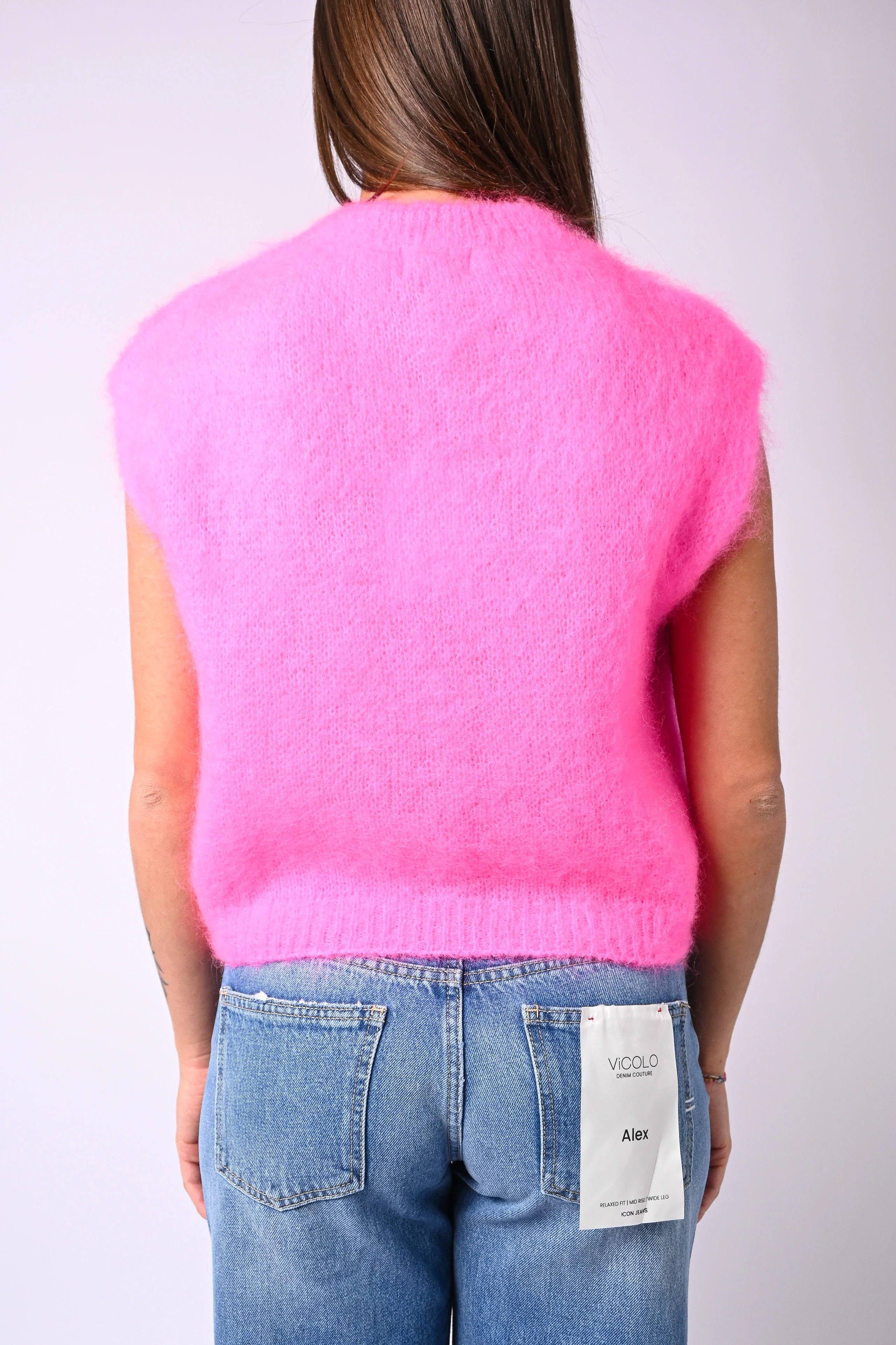 B LOVE - GILET MODELLO CHANEL IN KID MOHAIR ART.28023 - ROSA FLUO - Image 4