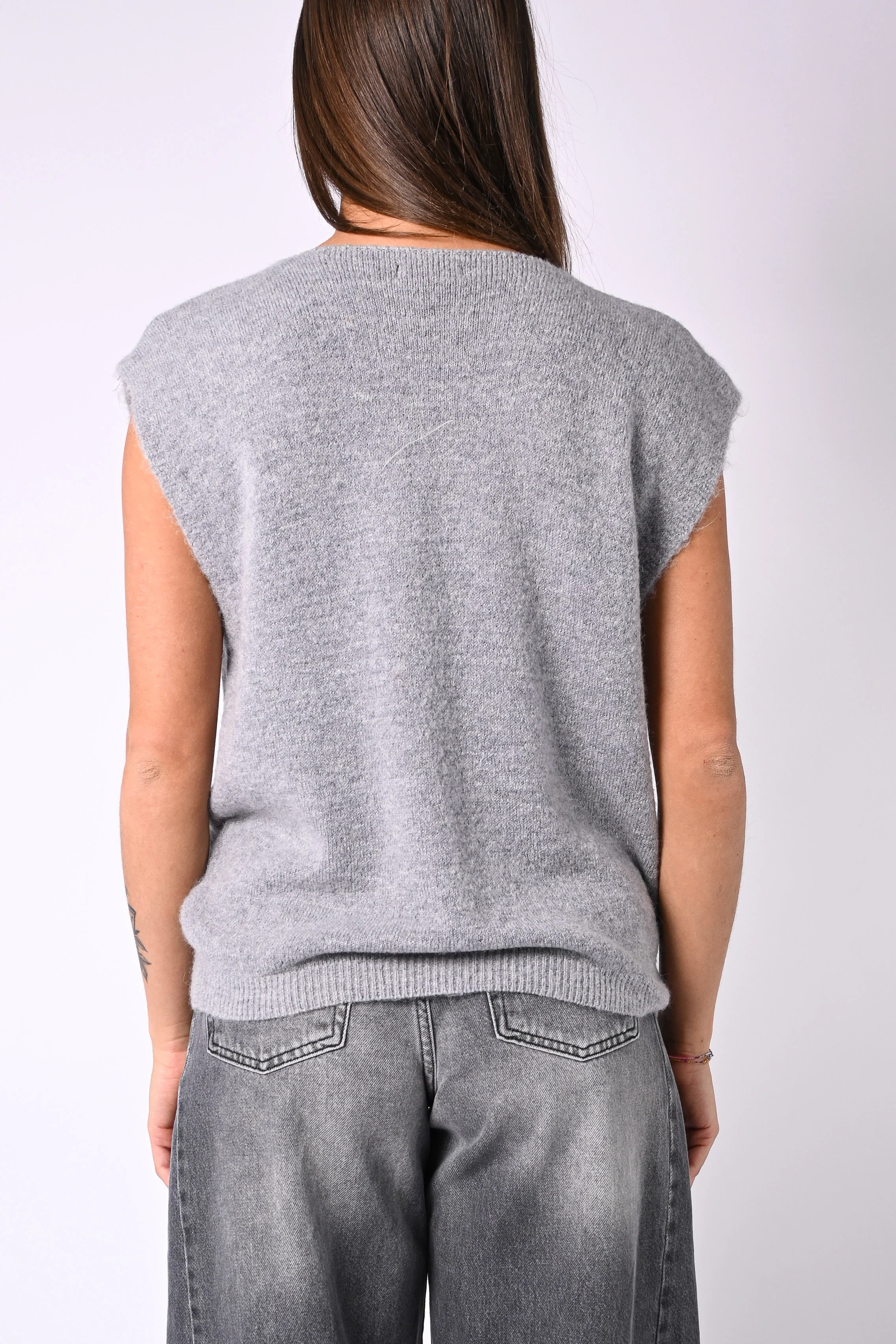 B LOVE - GILET OVER MODELLO SPRING SCOLLO V ART.8802 - GRIGIO - Image 4