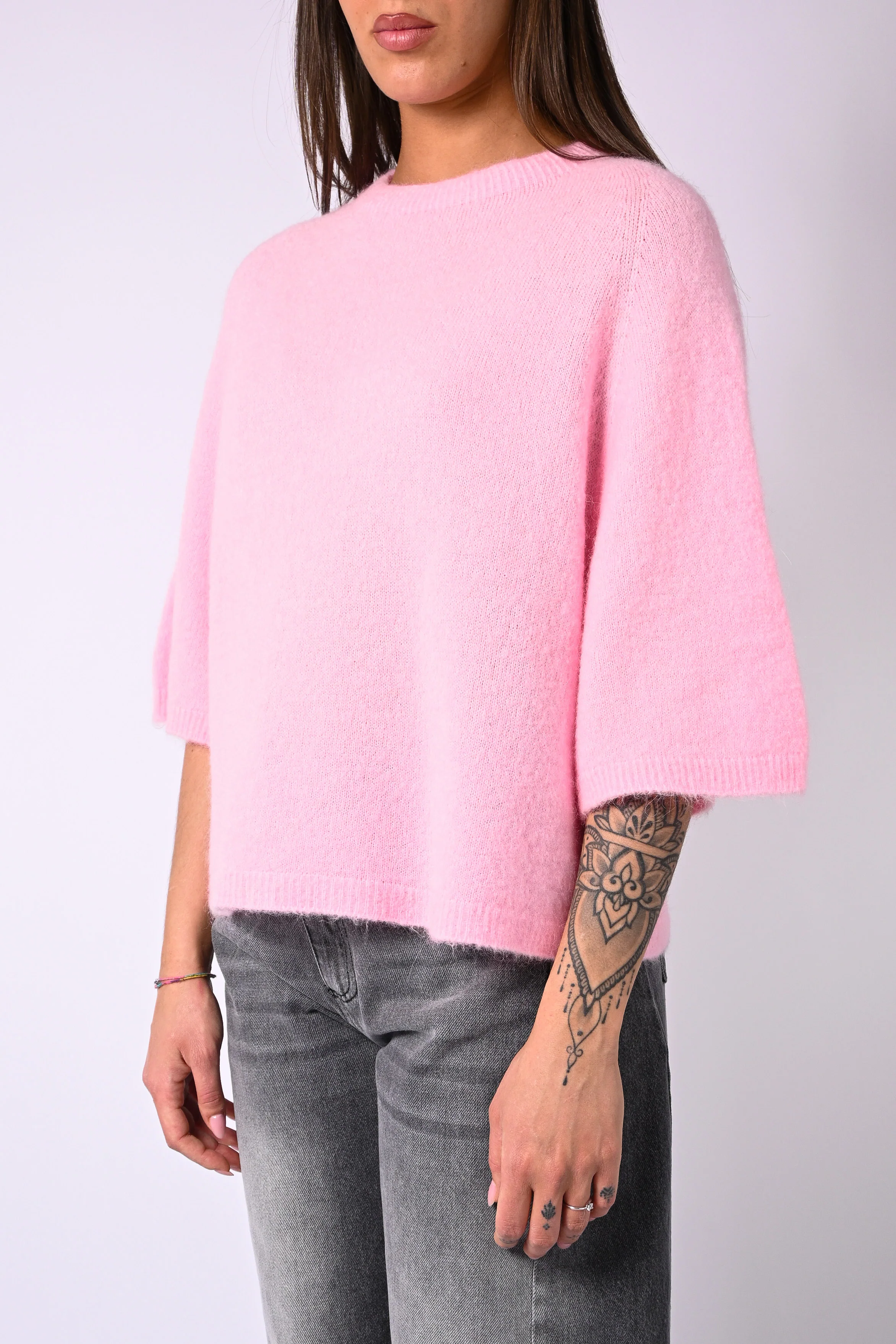 B LOVE - MAGLIA ALPACA OVER ART.COCCOLA/1038 - ROSA BABY - Image 3