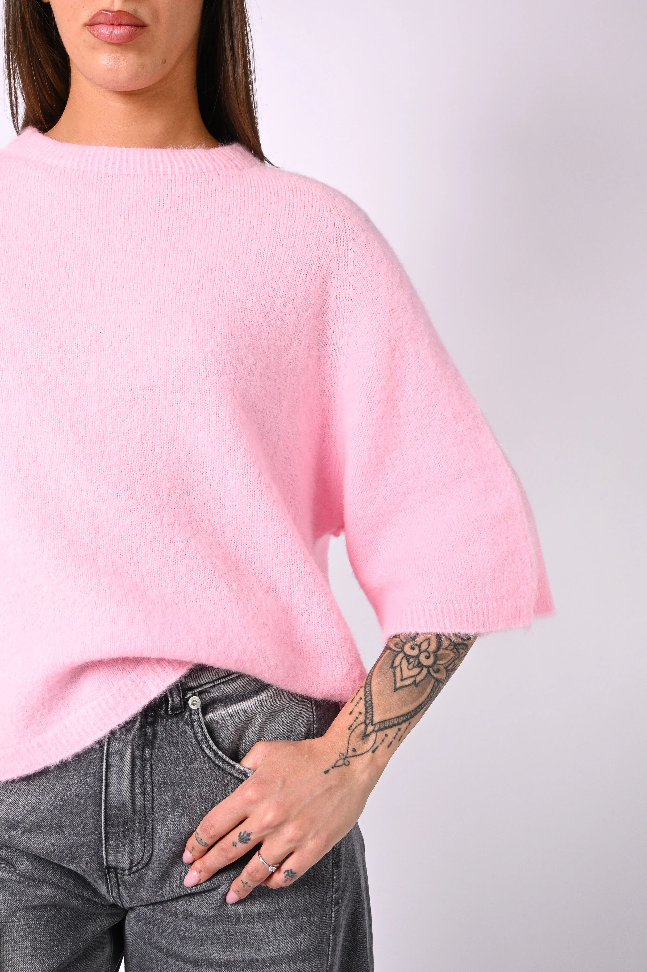 B LOVE - MAGLIA ALPACA OVER ART.COCCOLA/1038 - ROSA BABY - Image 5