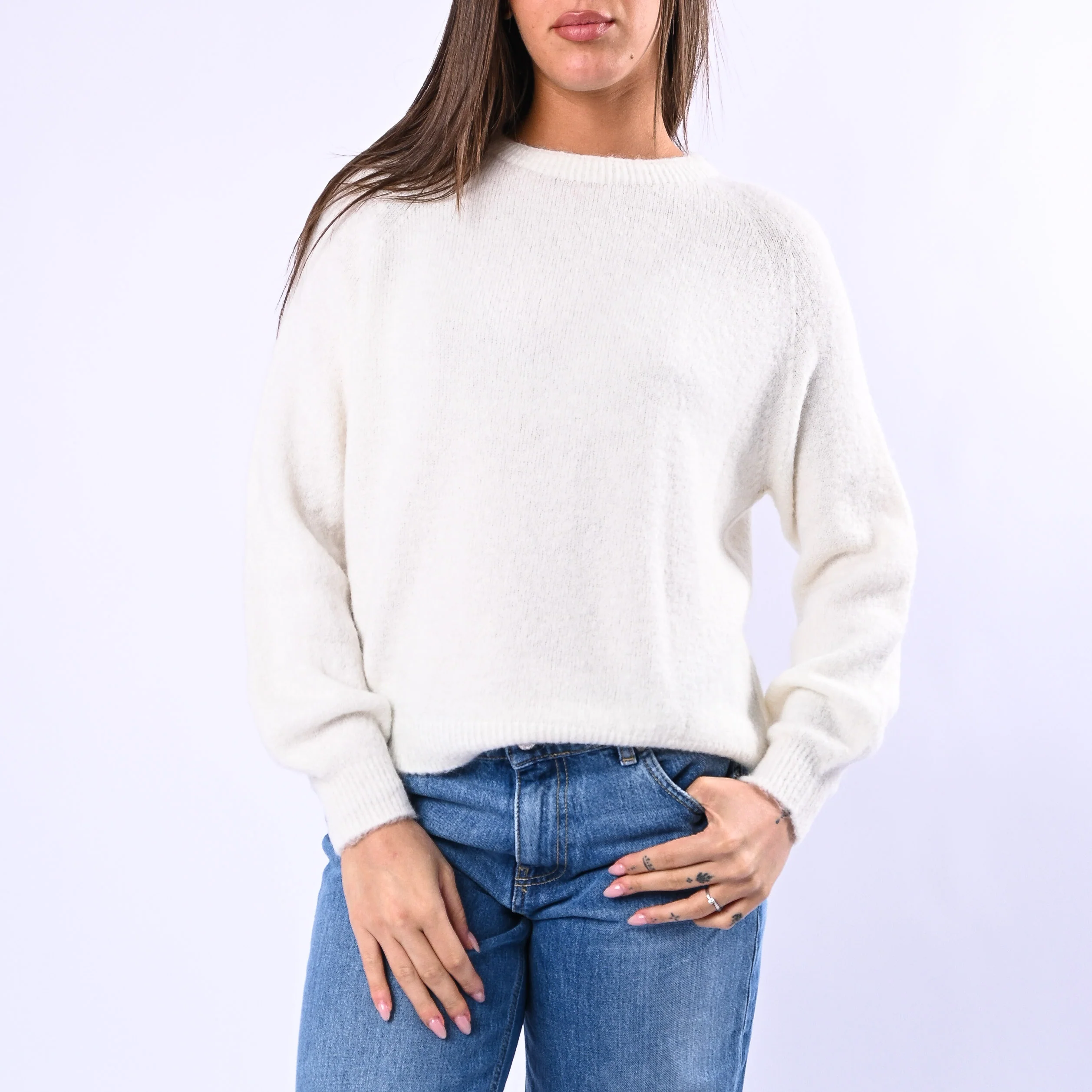 B LOVE - MAGLIA BABY ALPACA MANICA LUNGA ART.SOFT/1013 - BURRO