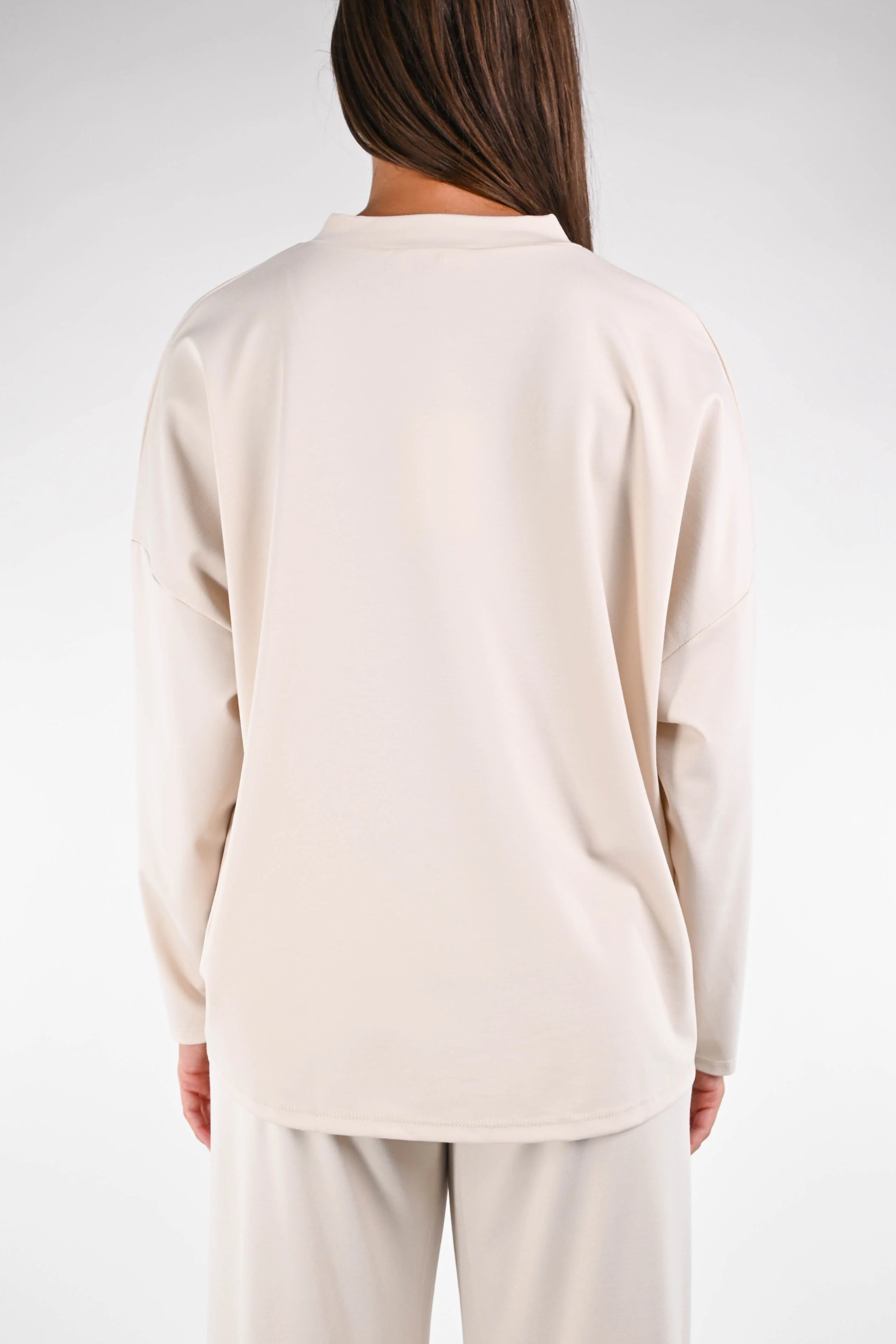 B LOVE - MAGLIA OVER PUNTO MILANO SCOLLO V ART.11515 - BEIGE - Image 4