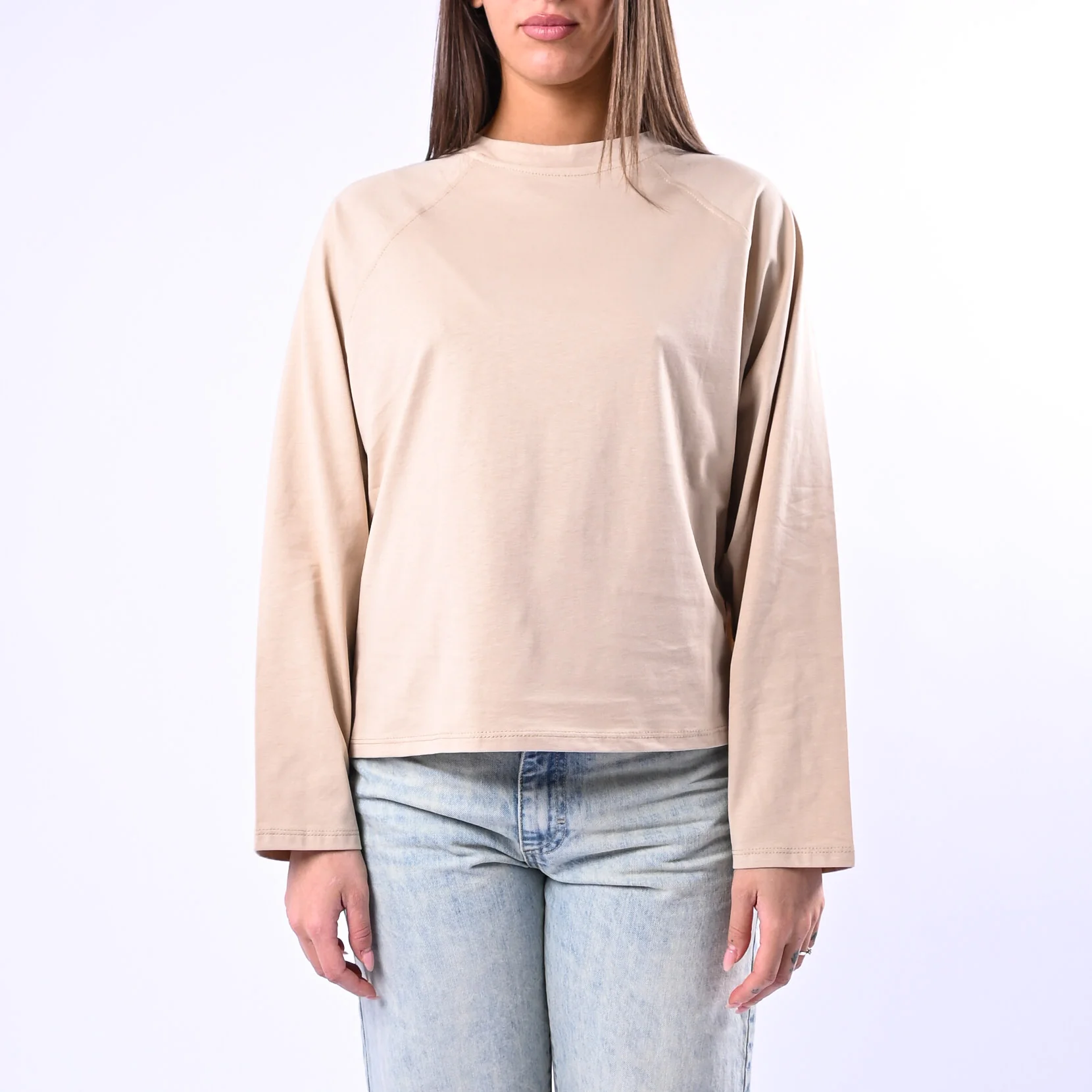 B LOVE - T-SHIRT A SCATOLA MANICA LUNGA ART.11751 - BEIGE - Image 2