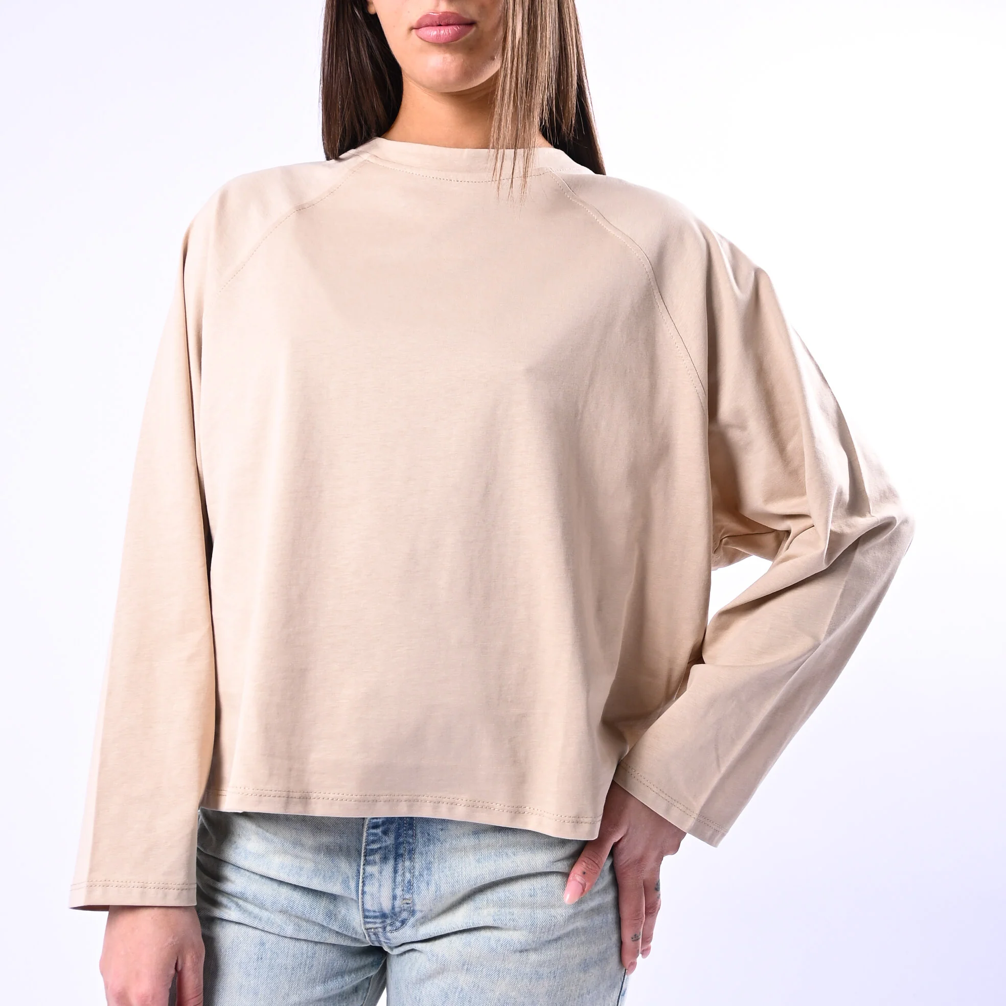 B LOVE - T-SHIRT A SCATOLA MANICA LUNGA ART.11751 - BEIGE - Image 5
