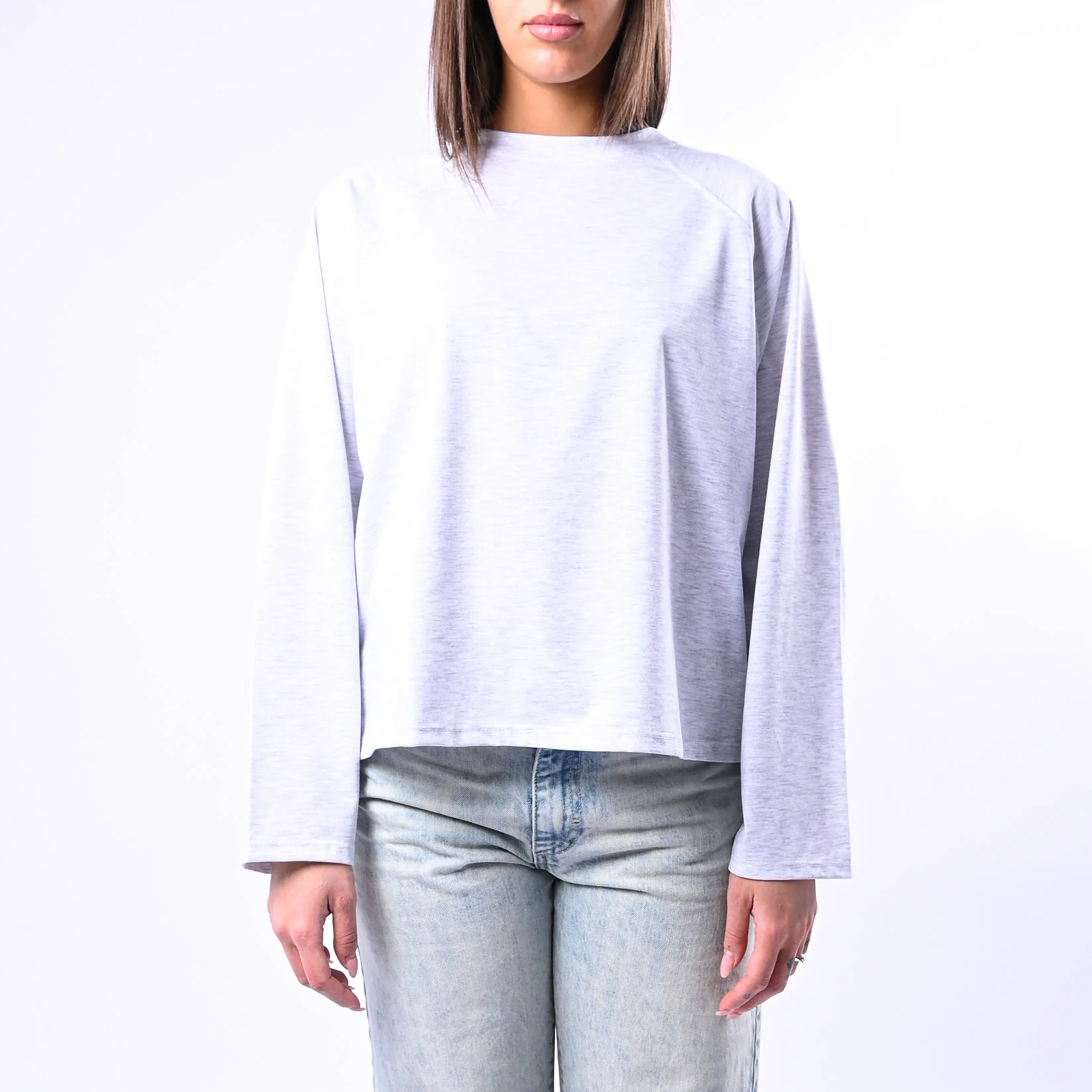 B LOVE - T-SHIRT A SCATOLA MANICA LUNGA ART.11751 - GRIGIO MELANGE - Image 2