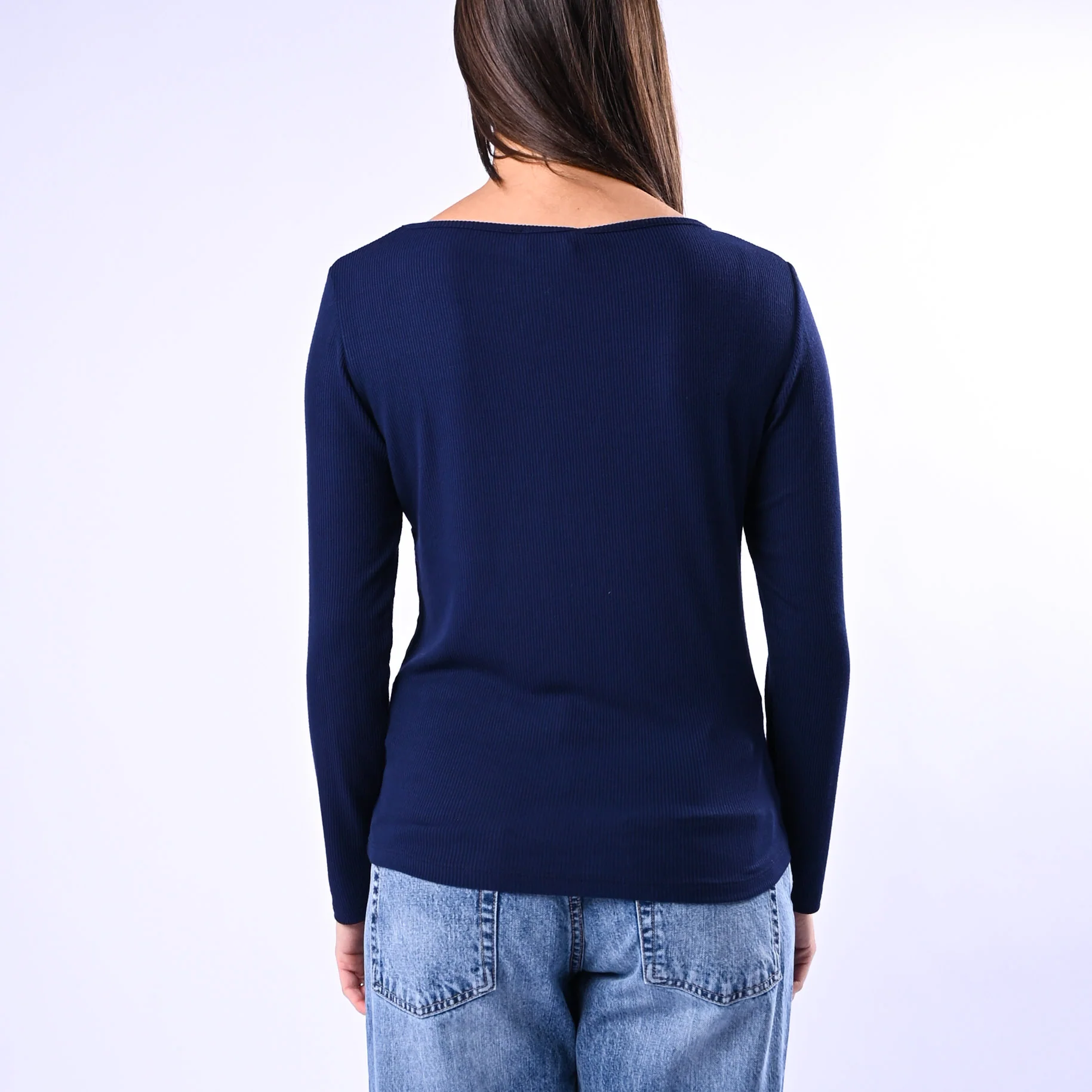 B LOVE - T-SHIRT COLLO BARCHETTA A COSTINE ART.10158 - BLU - Image 4