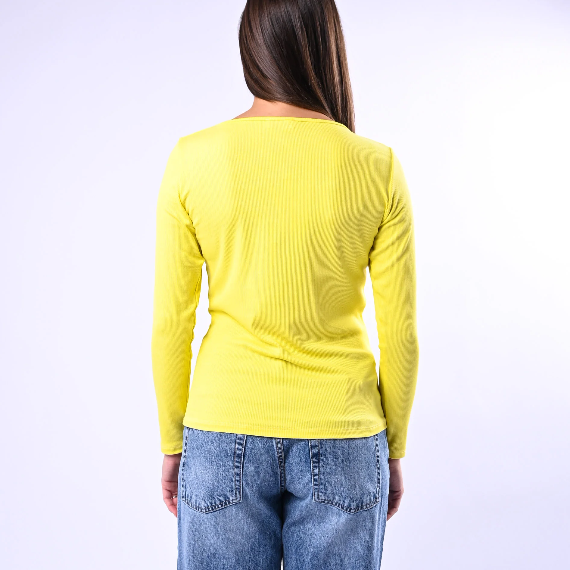 B LOVE - T-SHIRT COLLO BARCHETTA A COSTINE ART.10158 - GIALLO - Image 4