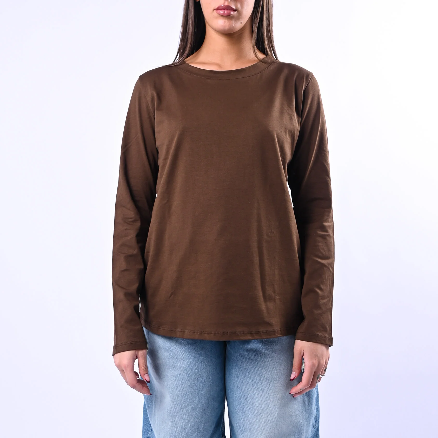 B LOVE - T-SHIRT GIROCOLLO MANICA LUNGA ART.12038 - CIOCCOLATO - Image 2