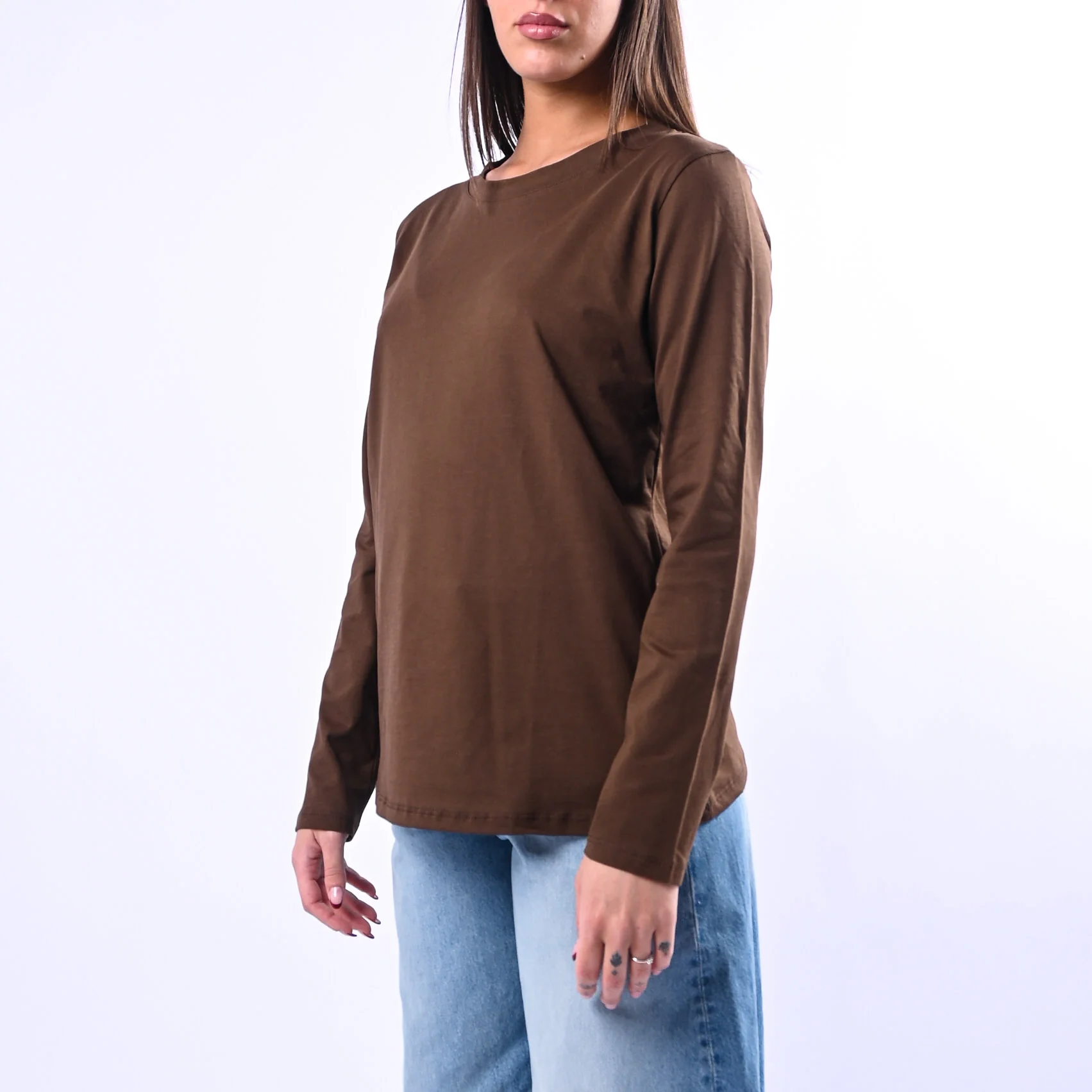 B LOVE - T-SHIRT GIROCOLLO MANICA LUNGA ART.12038 - CIOCCOLATO - Image 3