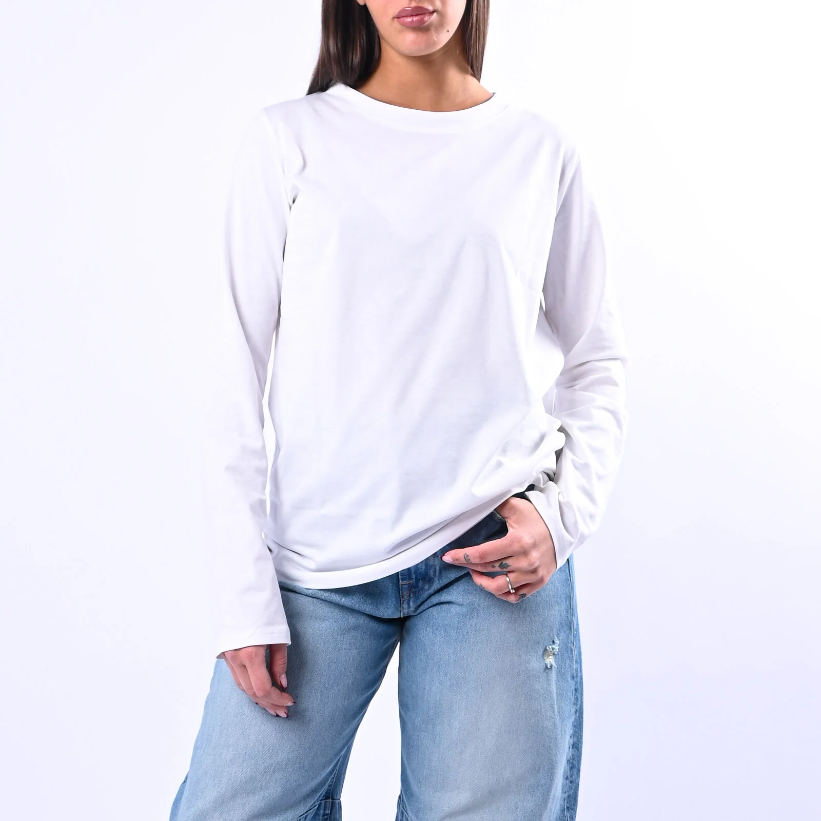 B LOVE - T-SHIRT GIROCOLLO MANICA LUNGA ART.12038 - PANNA