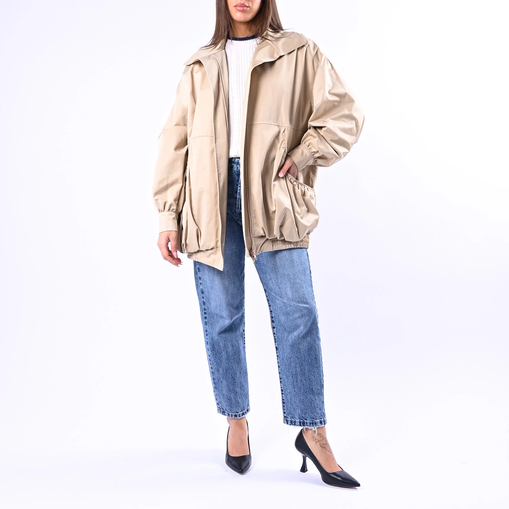 GOLD - BOMBER OVER CON TASCHE A PALLONCINO ART.39069/4705 - BEIGE