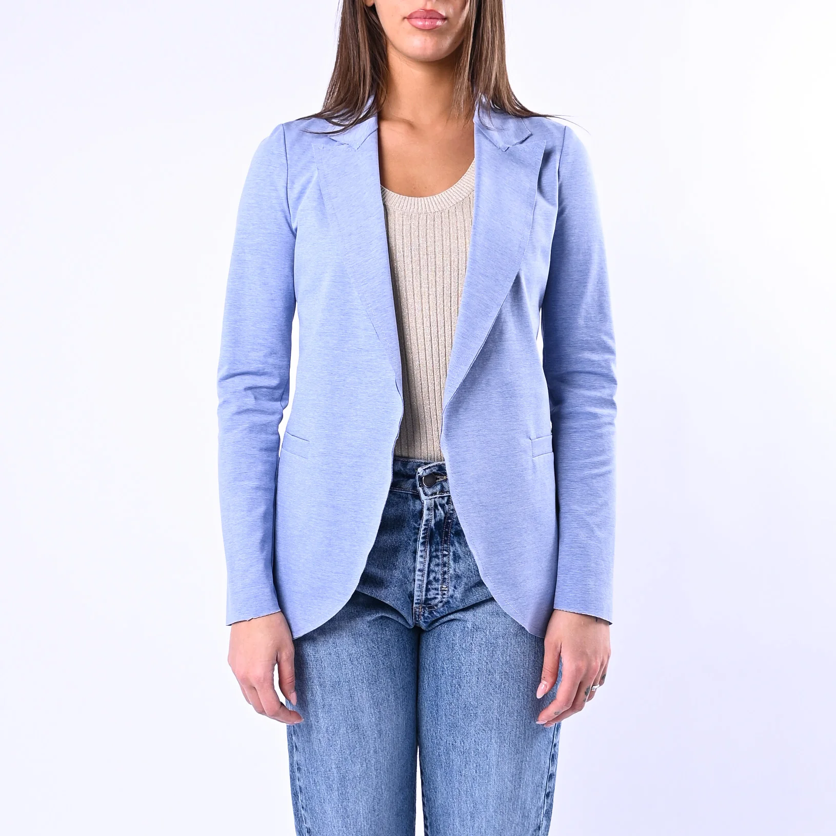 GOLD - GIACCA EASY TAGLIO VIVO PUNTO MILANO ART.374783923 - DENIM - Image 2