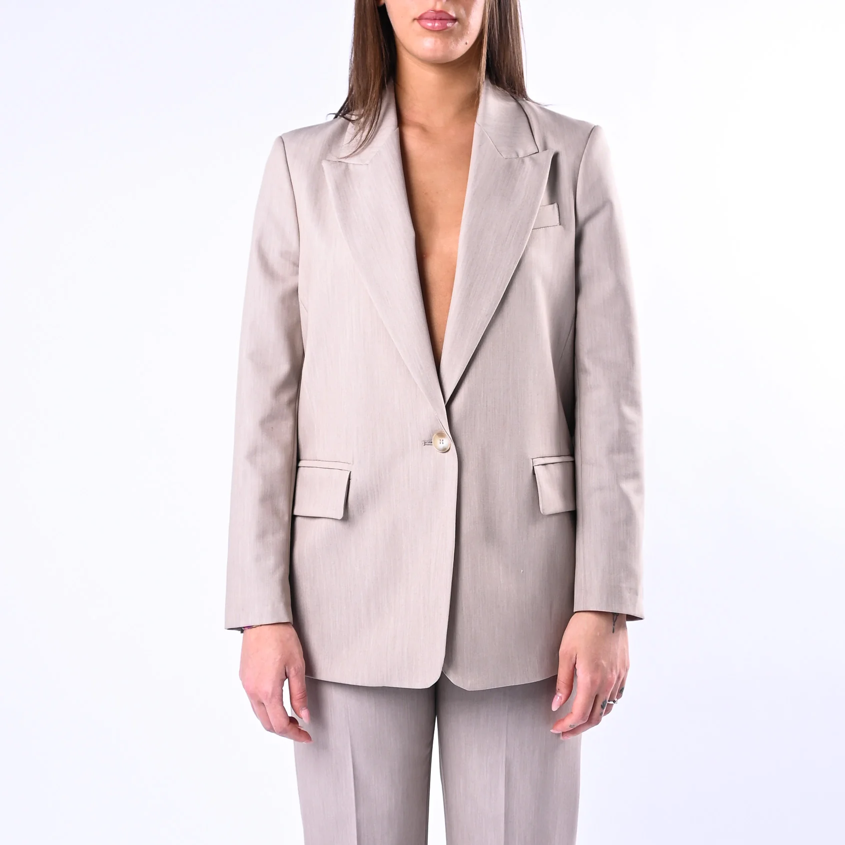 GOLD - GIACCA OVER POLIVOSCOSA MELANGE ART.37228/4701 - BEIGE - Image 3