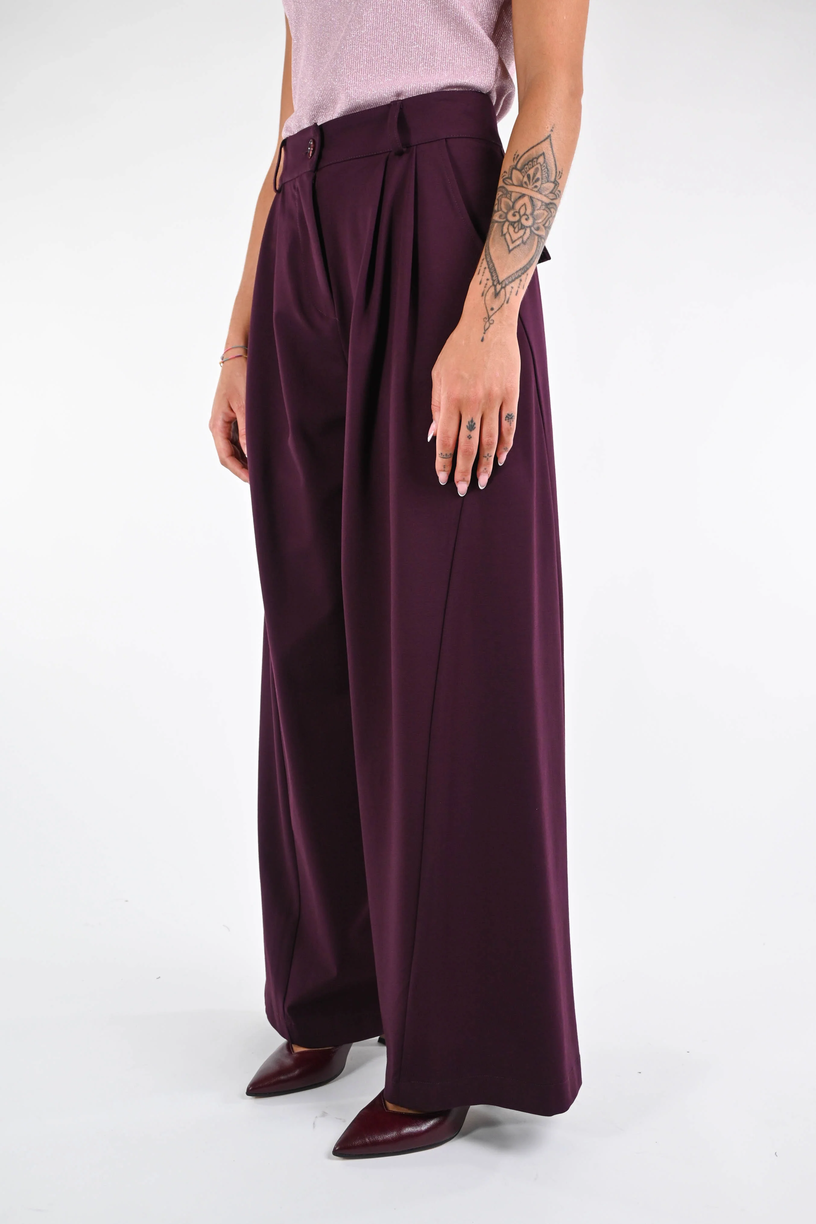 GOLD - PANTALONE BALOON PUNTO MILANO ART.17850/4594 - AMARONE - Image 3