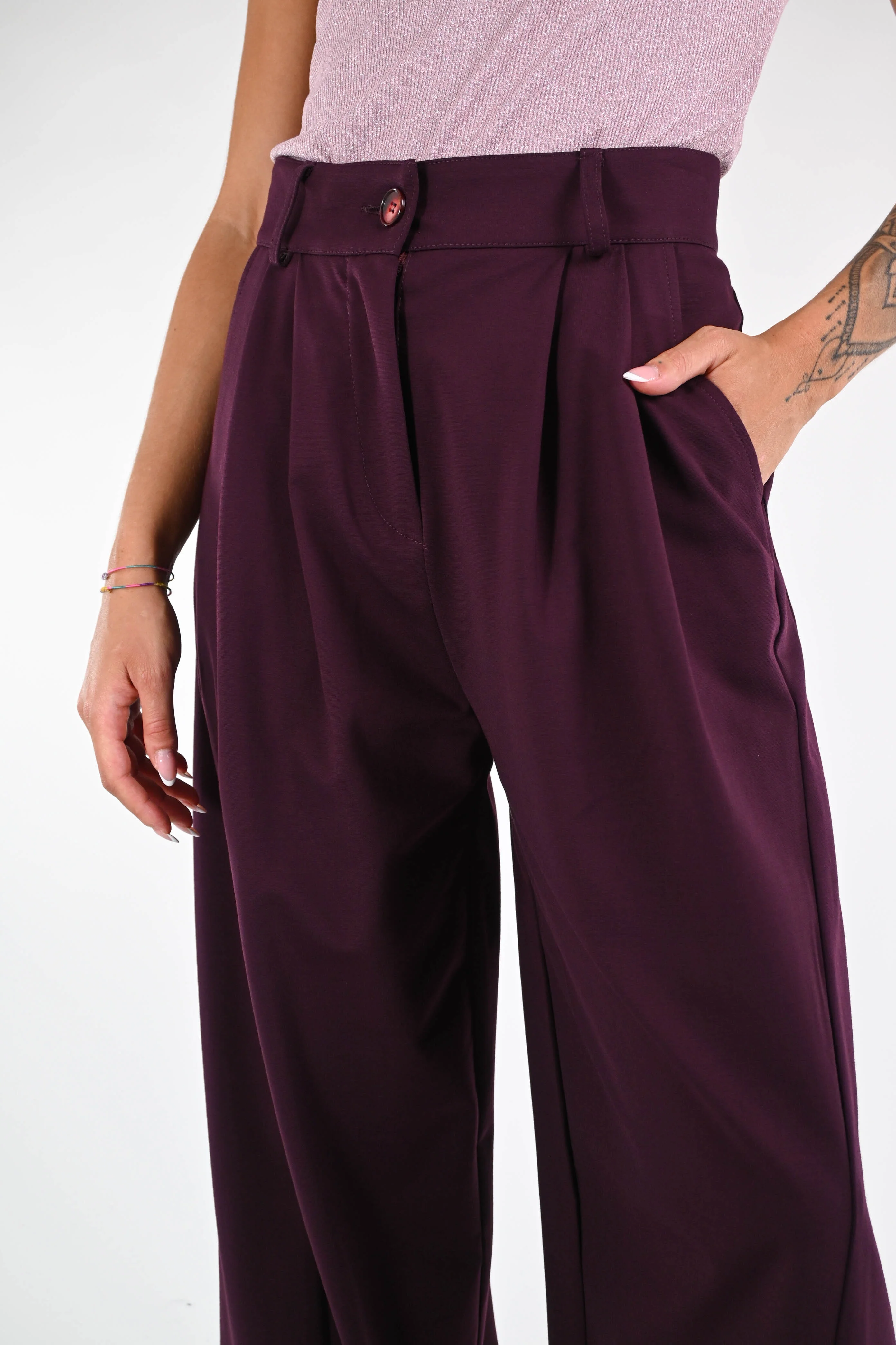 GOLD - PANTALONE BALOON PUNTO MILANO ART.17850/4594 - AMARONE - Image 5