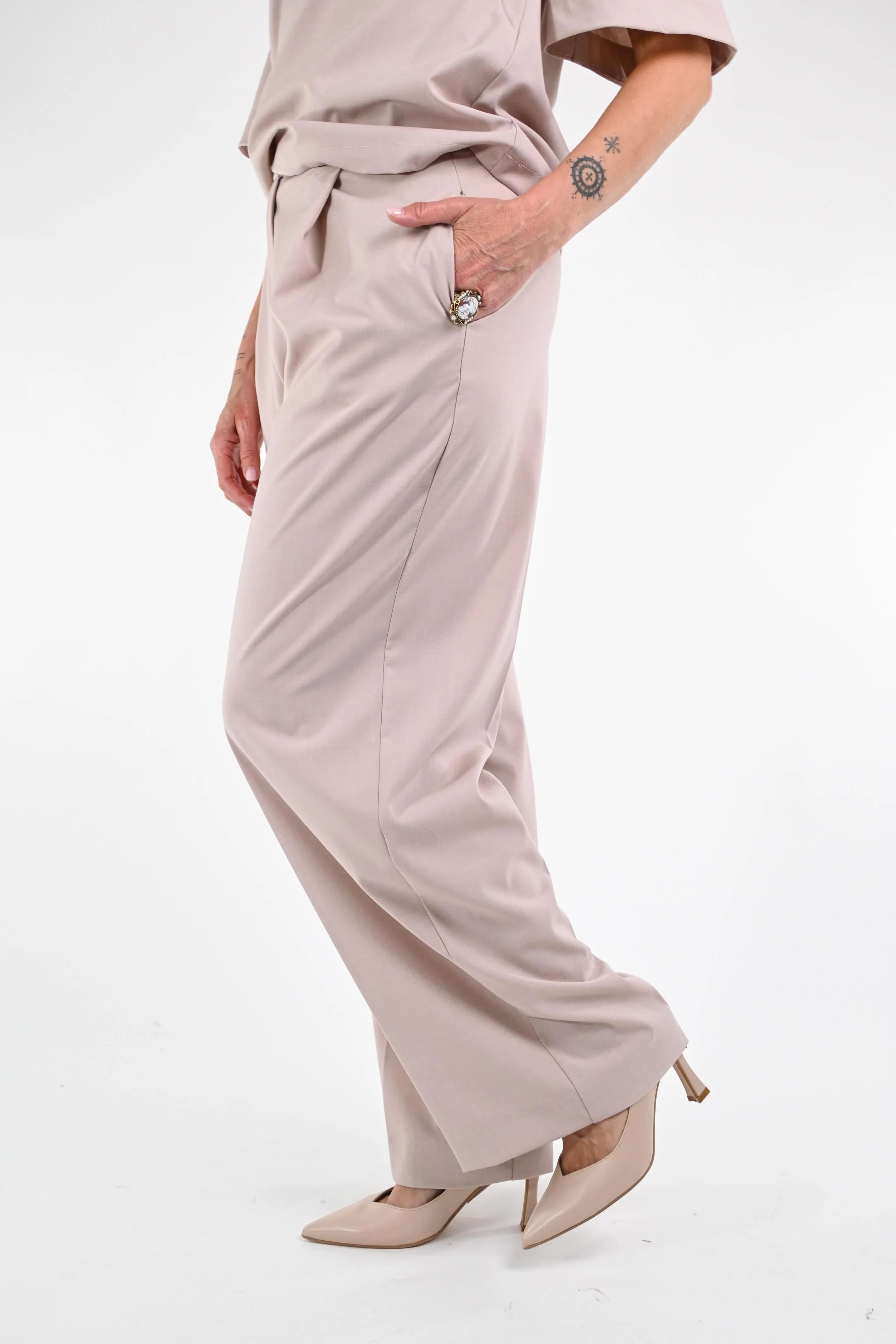 GOLD - PANTALONE PALAZZO IN POLIVISCOSA ART.17740/4557 - BEIGE - Image 3