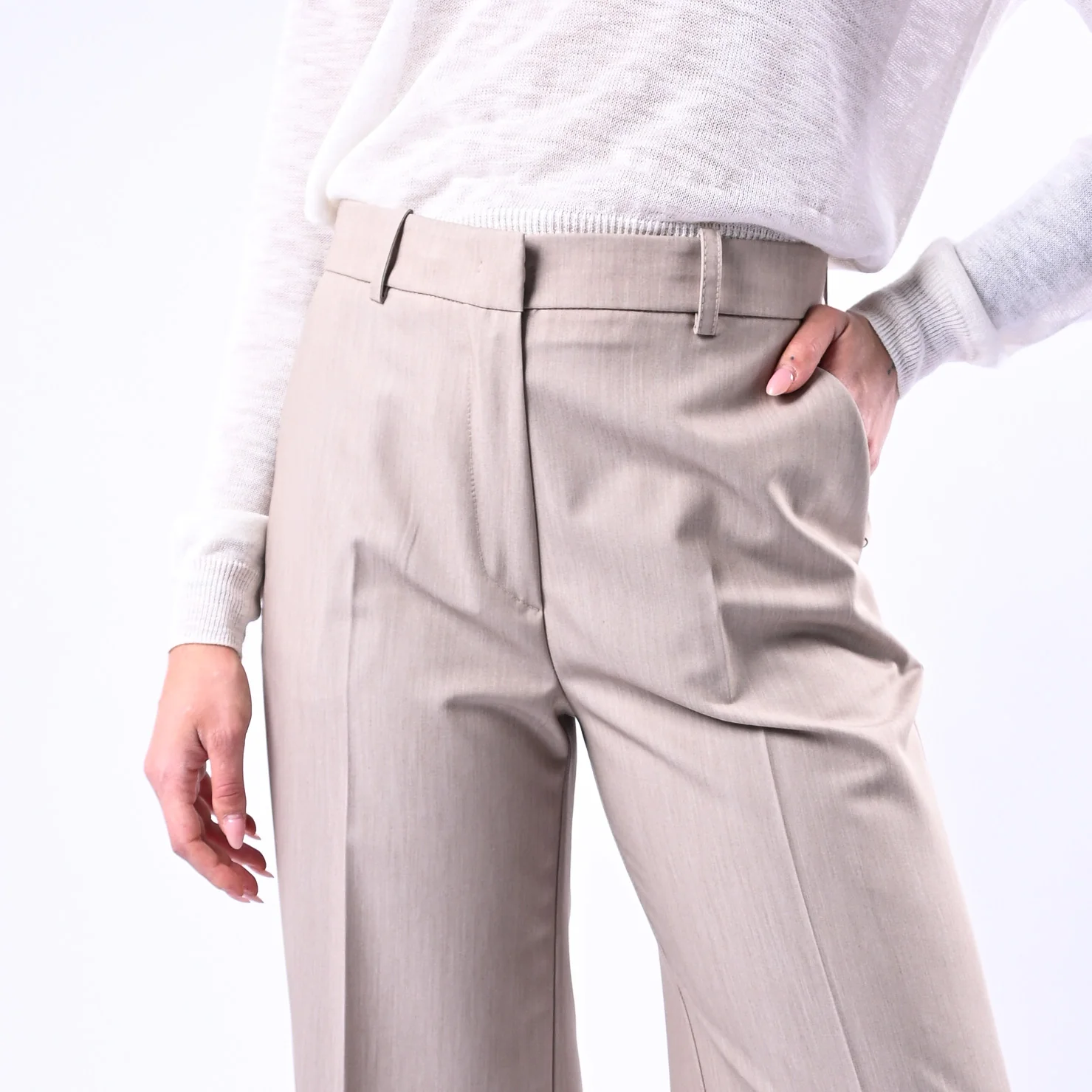 GOLD - PANTALONE PALAZZO POLIVOSCOSA MELANGE ART.17206/4701 - BEIGE - Image 5
