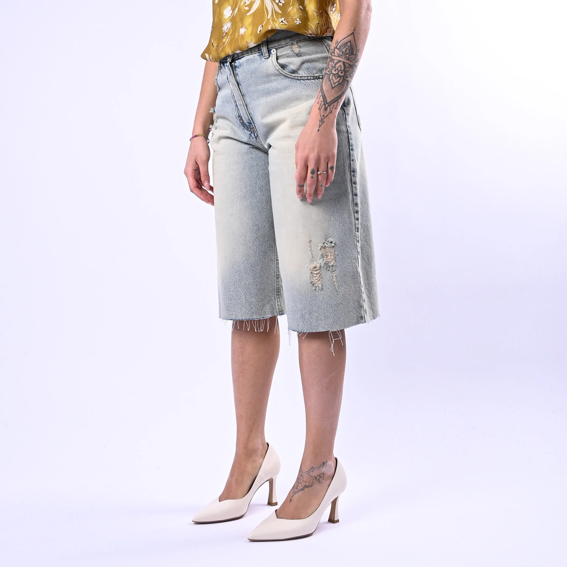 HAVEONE - BERMUDA KOJY DENIM TAGLIO VIVO ART.PLS-Q032 - LAVAGGIO AL THE' - Image 3