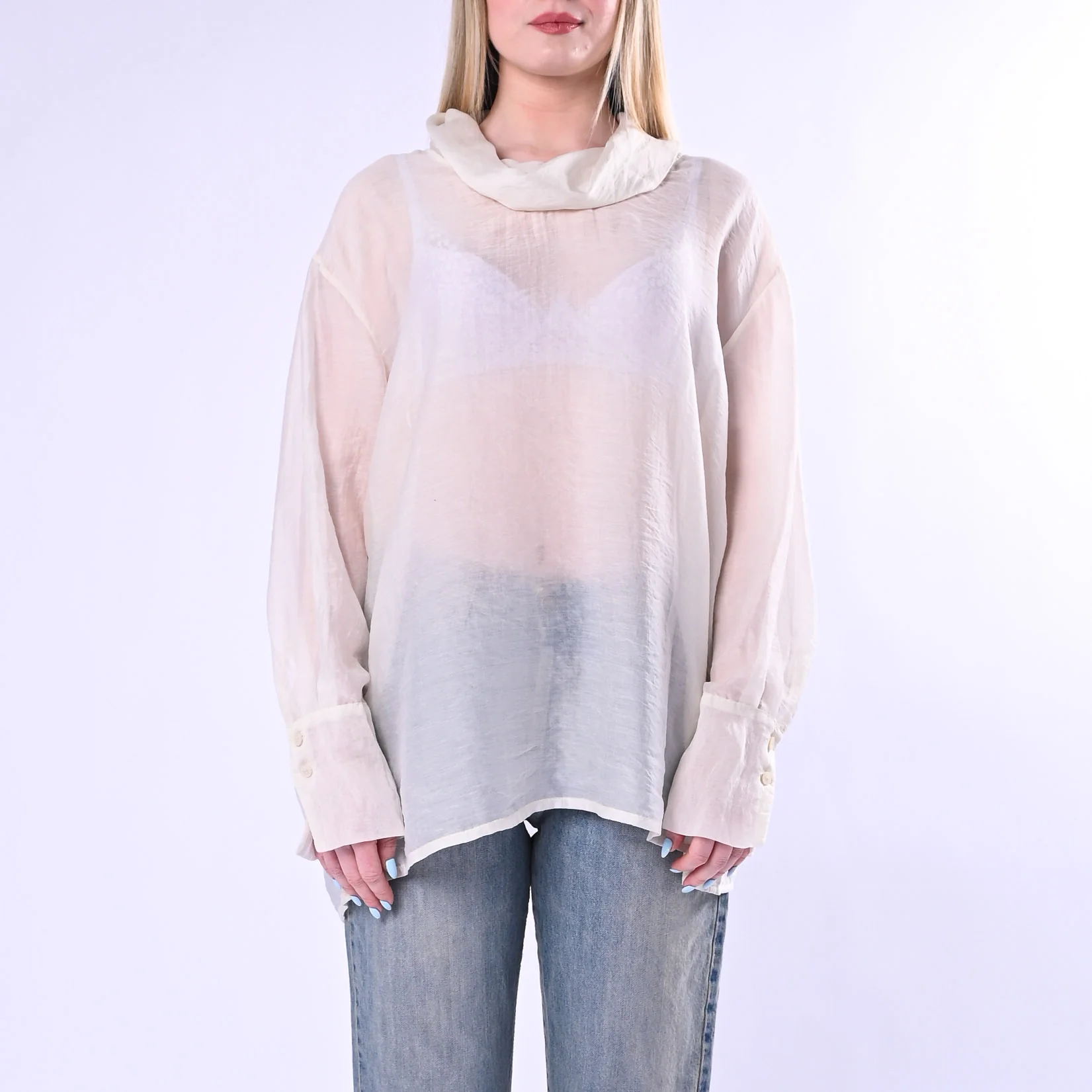 HAVEONE - BLUSA COLLO CRATERE CON POLSINO ART.CWG-R007/B - BURRO - Image 2