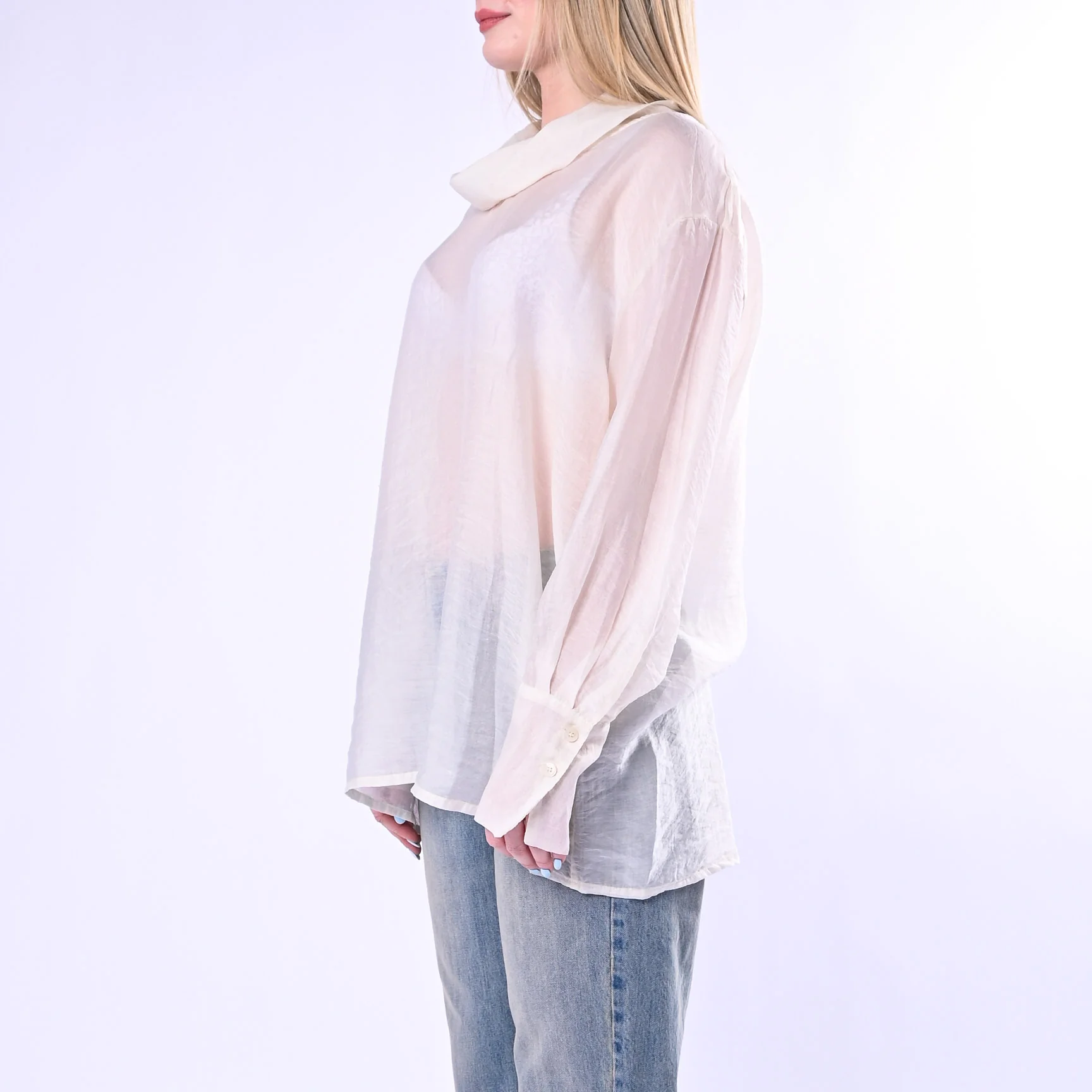 HAVEONE - BLUSA COLLO CRATERE CON POLSINO ART.CWG-R007/B - BURRO - Image 3