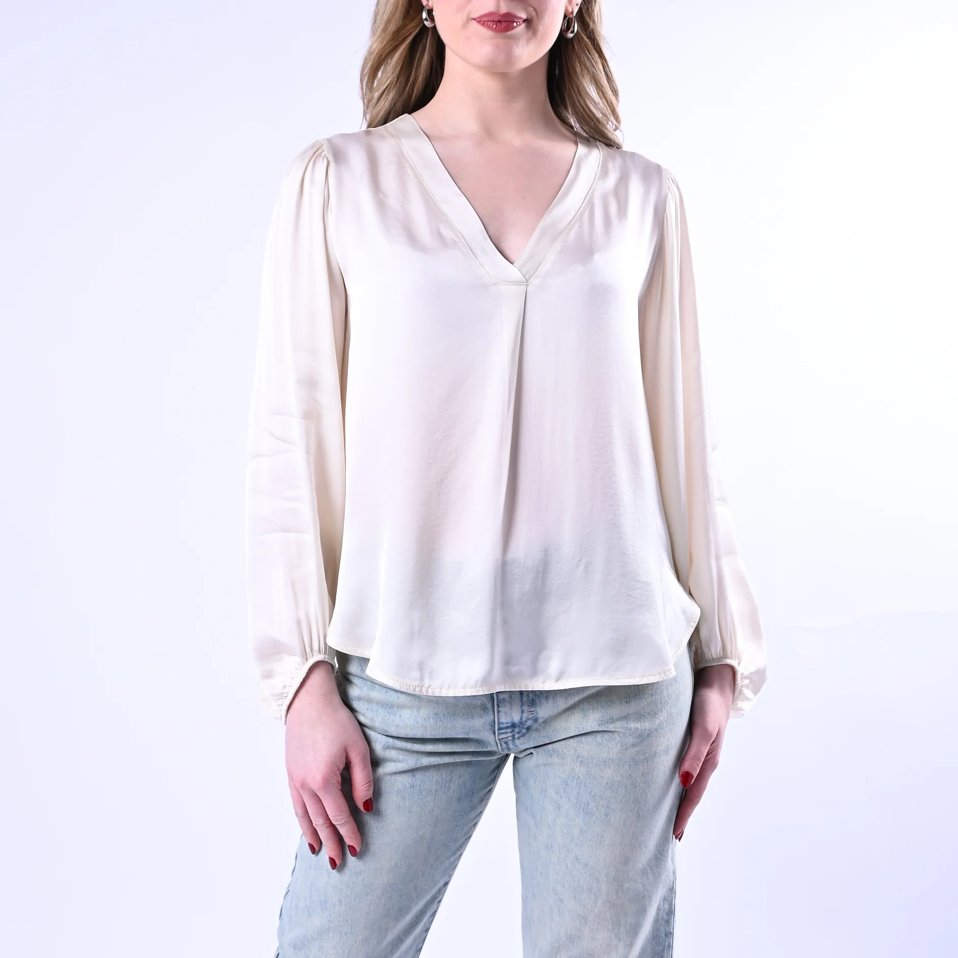 HAVEONE - BLUSA SCOLLO V IN VISCOSA ART.CWG-Q006 - BURRO