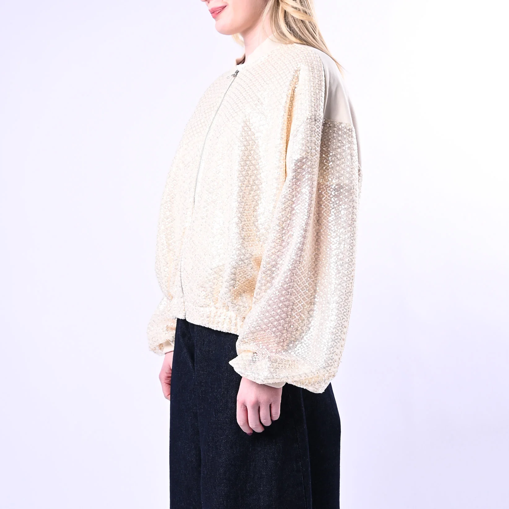 HAVEONE - BOMBER IN FELPA CON PAILLETTES ART.KNO-Q046 - BURRO - Image 3