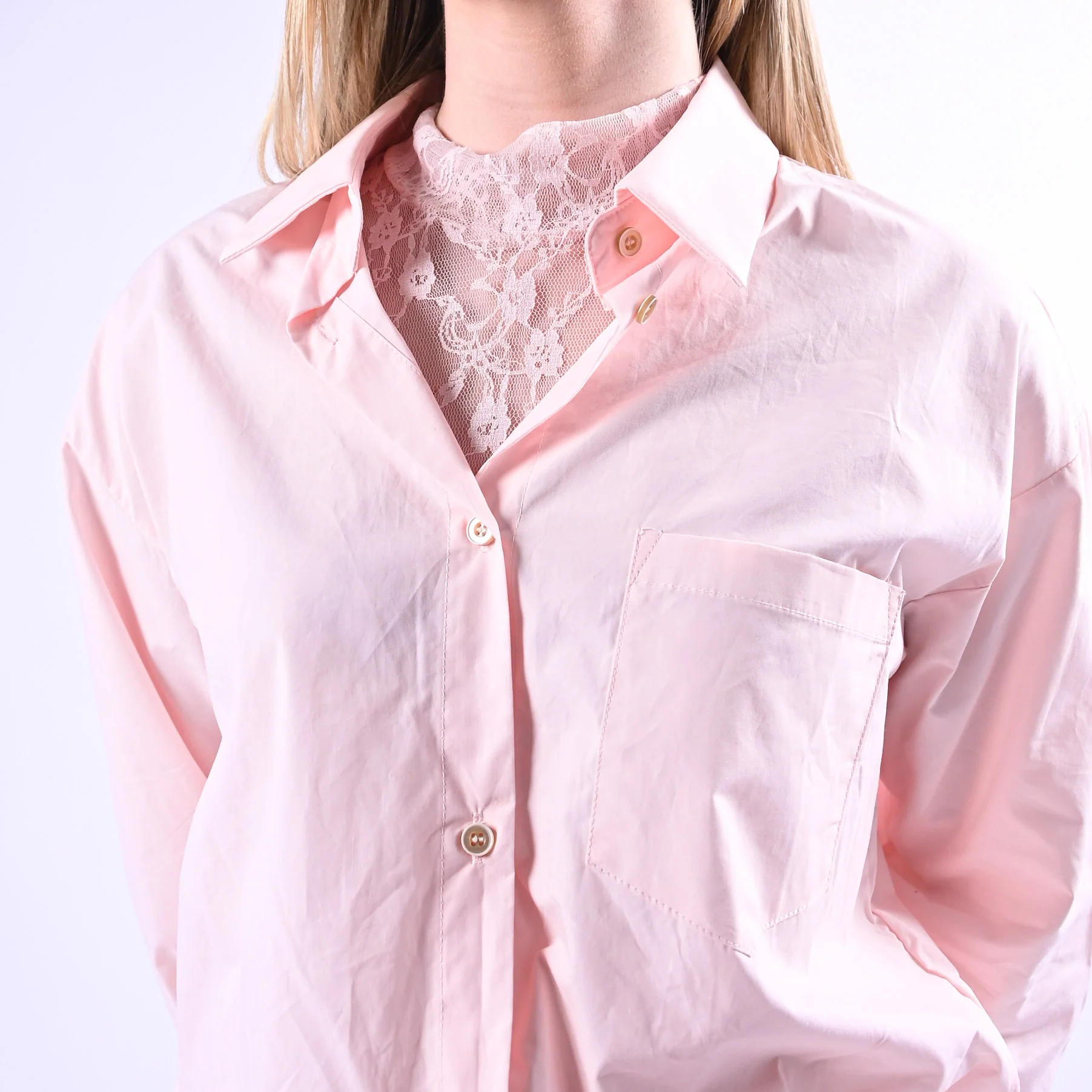 HAVEONE - CAMICIA DOPPIATA POPELINE+PIZZO ART.CJJ-Q187 - ROSA - Image 5