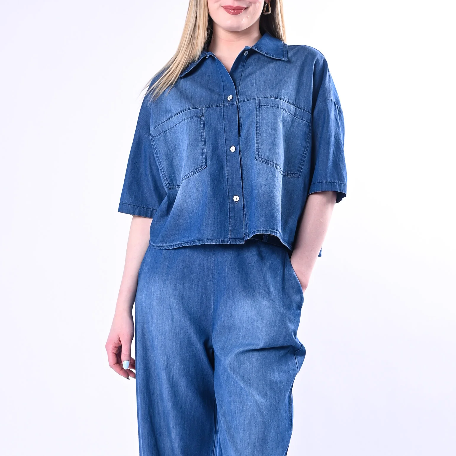 HAVEONE - CAMICIA OVER MEZZA MANICA IN CHAMBRAY ART.CNO-Q302/J