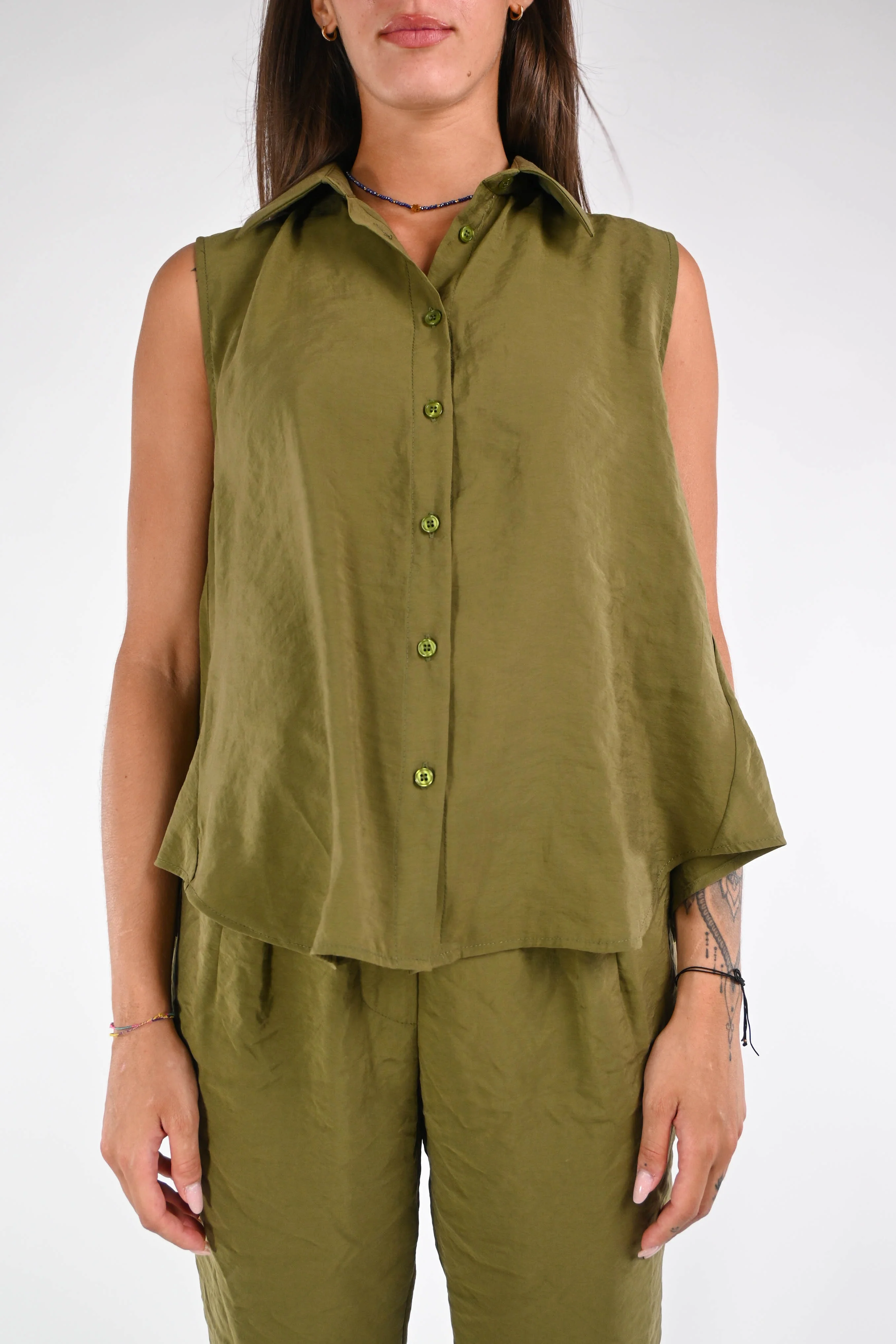 HAVEONE - CAMICIA SVASATA MODAL ART.CPA-N431 - MILITARE - Image 2