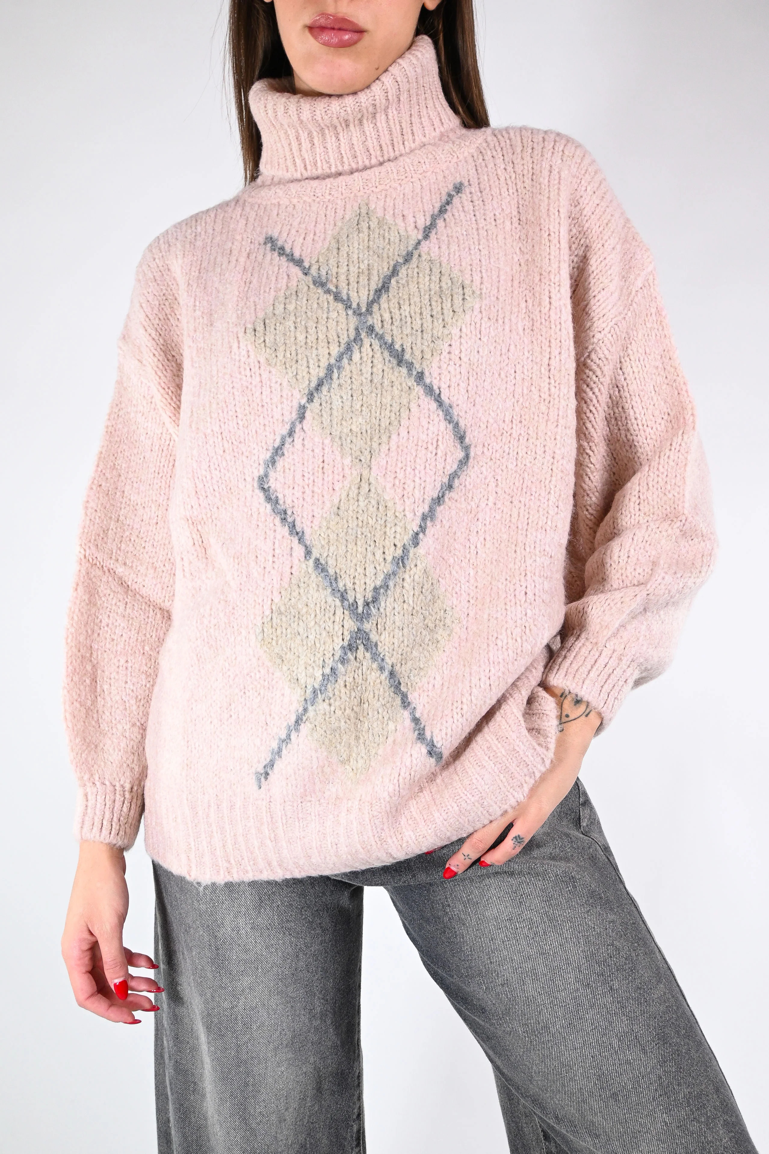 HAVEONE - DOLCEVITA A ROMBI ART.MNQ-M276 - ROSA/MASTICE/GRIGIO