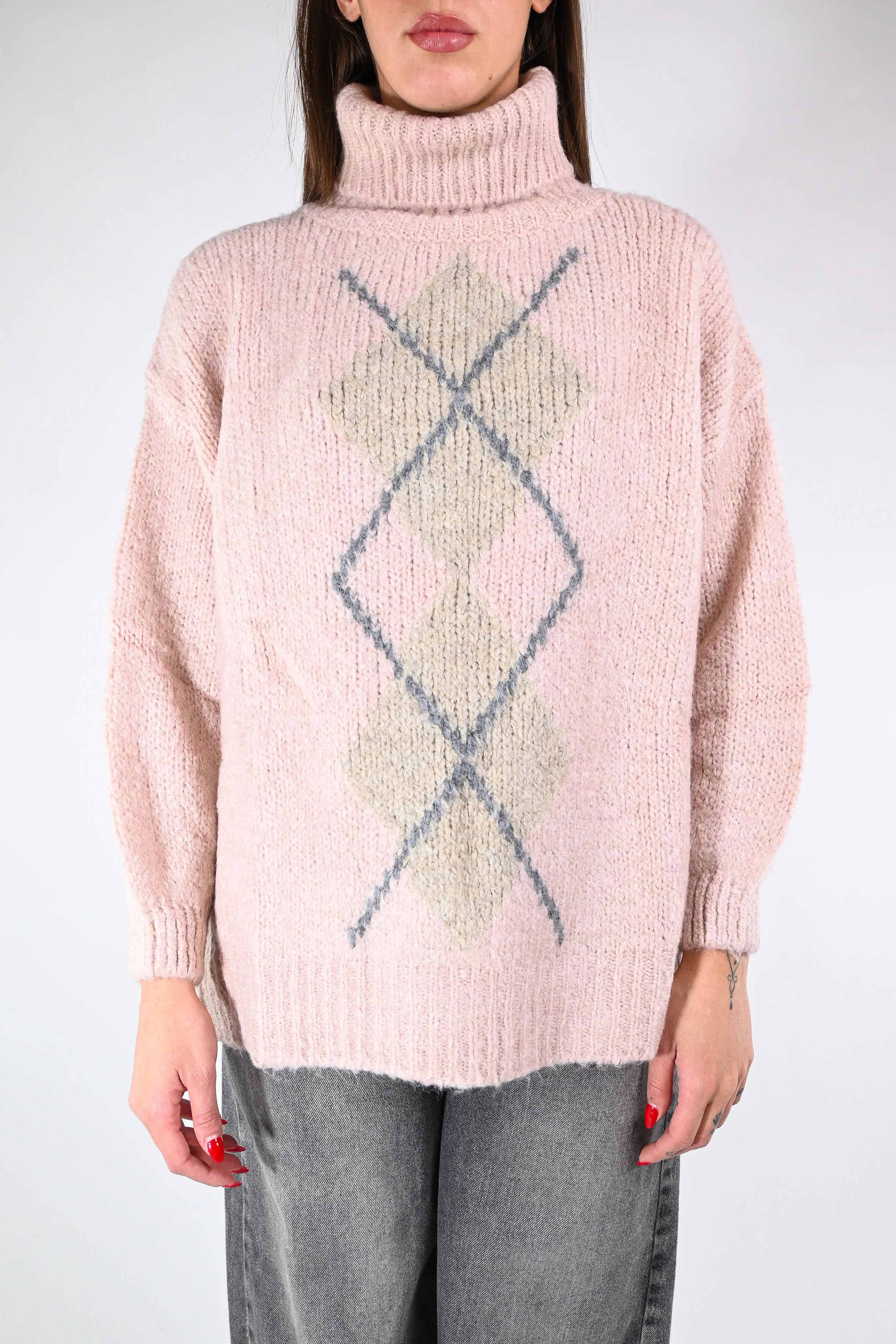 HAVEONE - DOLCEVITA A ROMBI ART.MNQ-M276 - ROSA/MASTICE/GRIGIO - Image 2