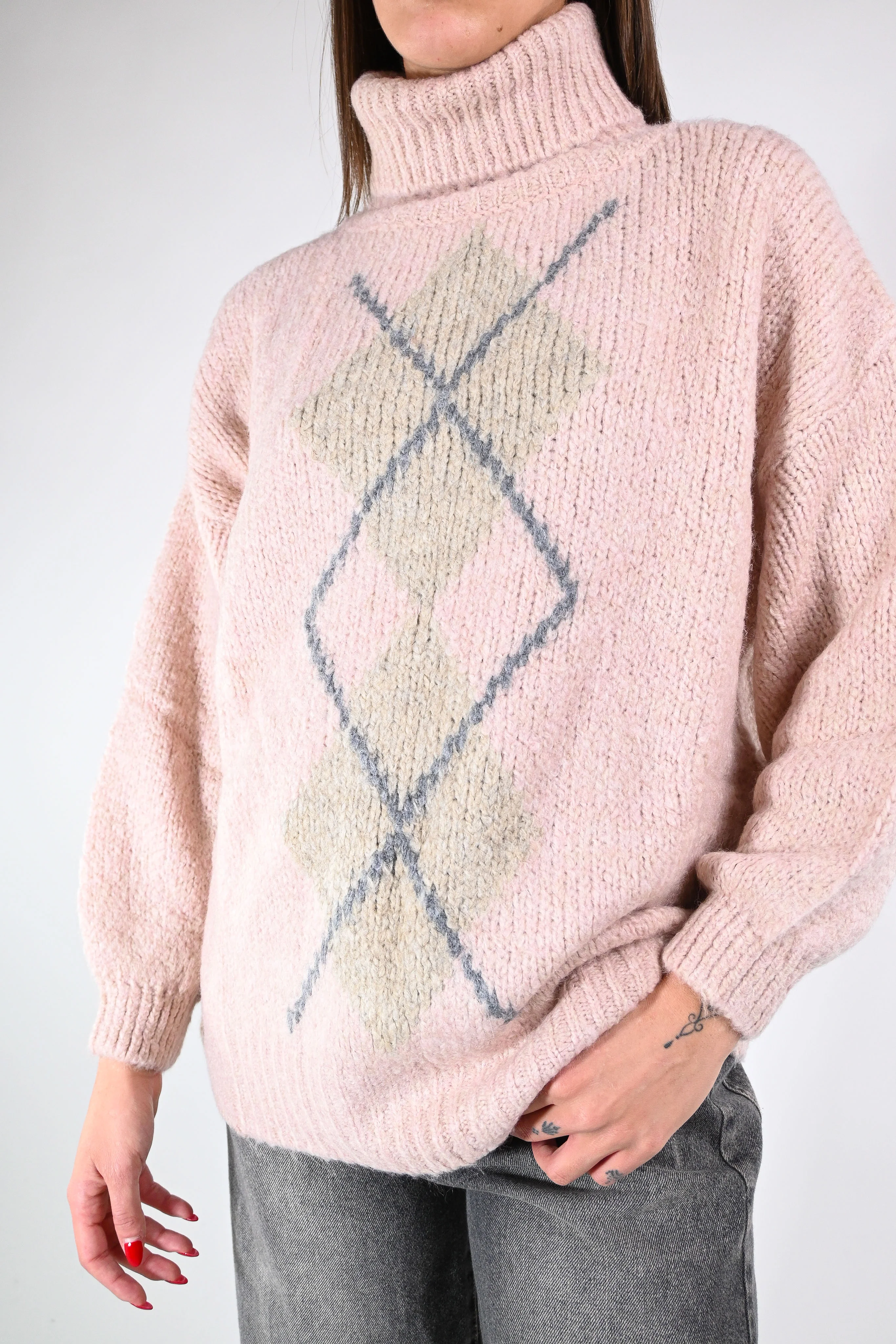 HAVEONE - DOLCEVITA A ROMBI ART.MNQ-M276 - ROSA/MASTICE/GRIGIO - Image 5
