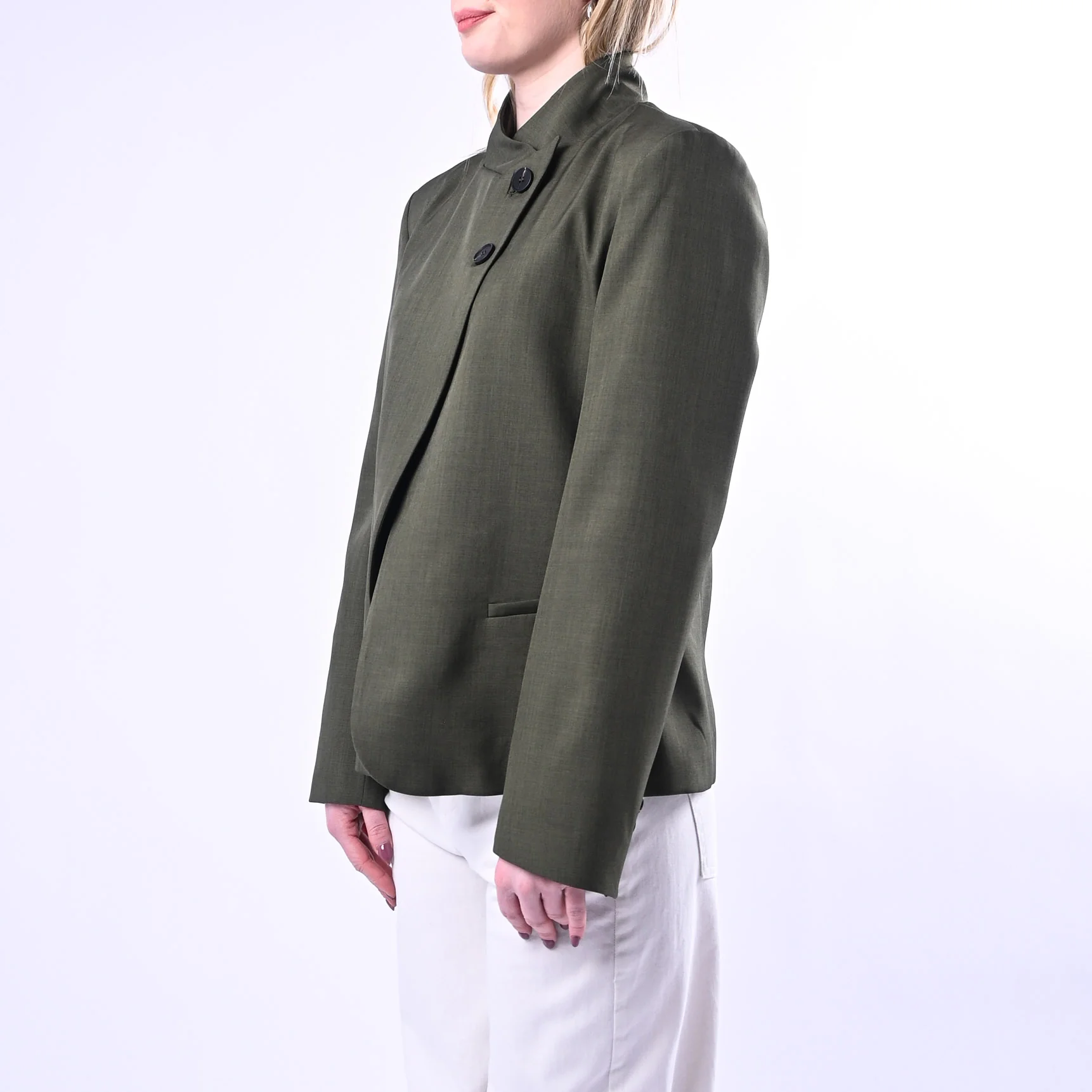 HAVEONE - GIACCA COREANA BOTTONI SPOSTATI ART.JMN-Q090 - MILITARE - Image 2