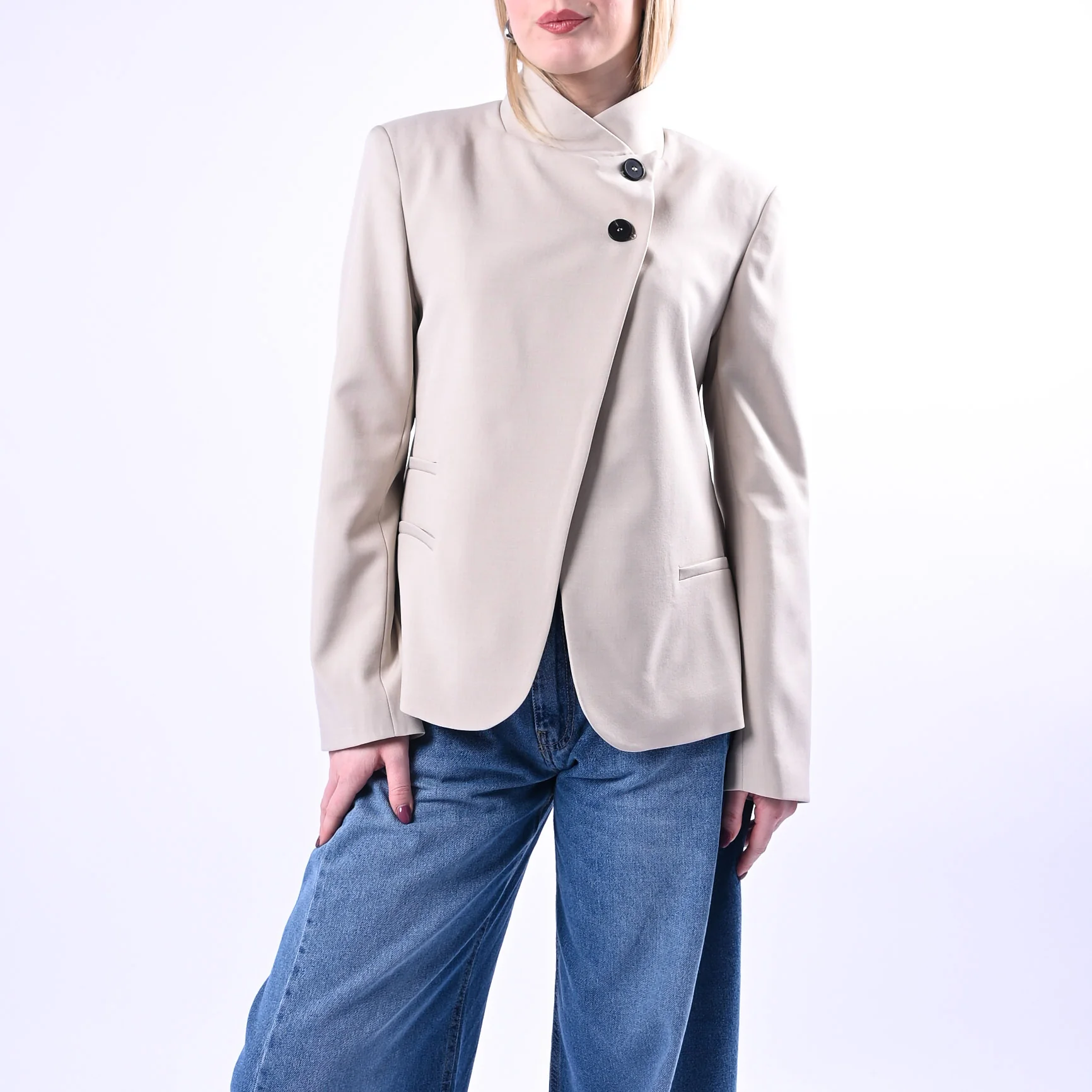HAVEONE - GIACCA COREANA BOTTONI SPOSTATI ART.JMN-Q090 - BEIGE