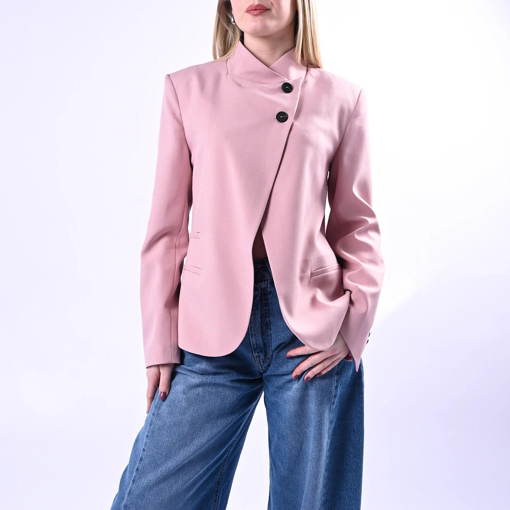 HAVEONE - GIACCA COREANA BOTTONI SPOSTATI ART.JMN-Q090 - ROSA