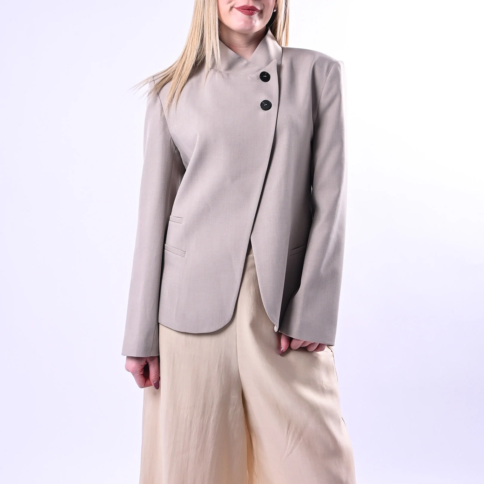 HAVEONE - GIACCA COREANA BOTTONI SPOSTATI ART.JMN-Q090/T - TORTORA