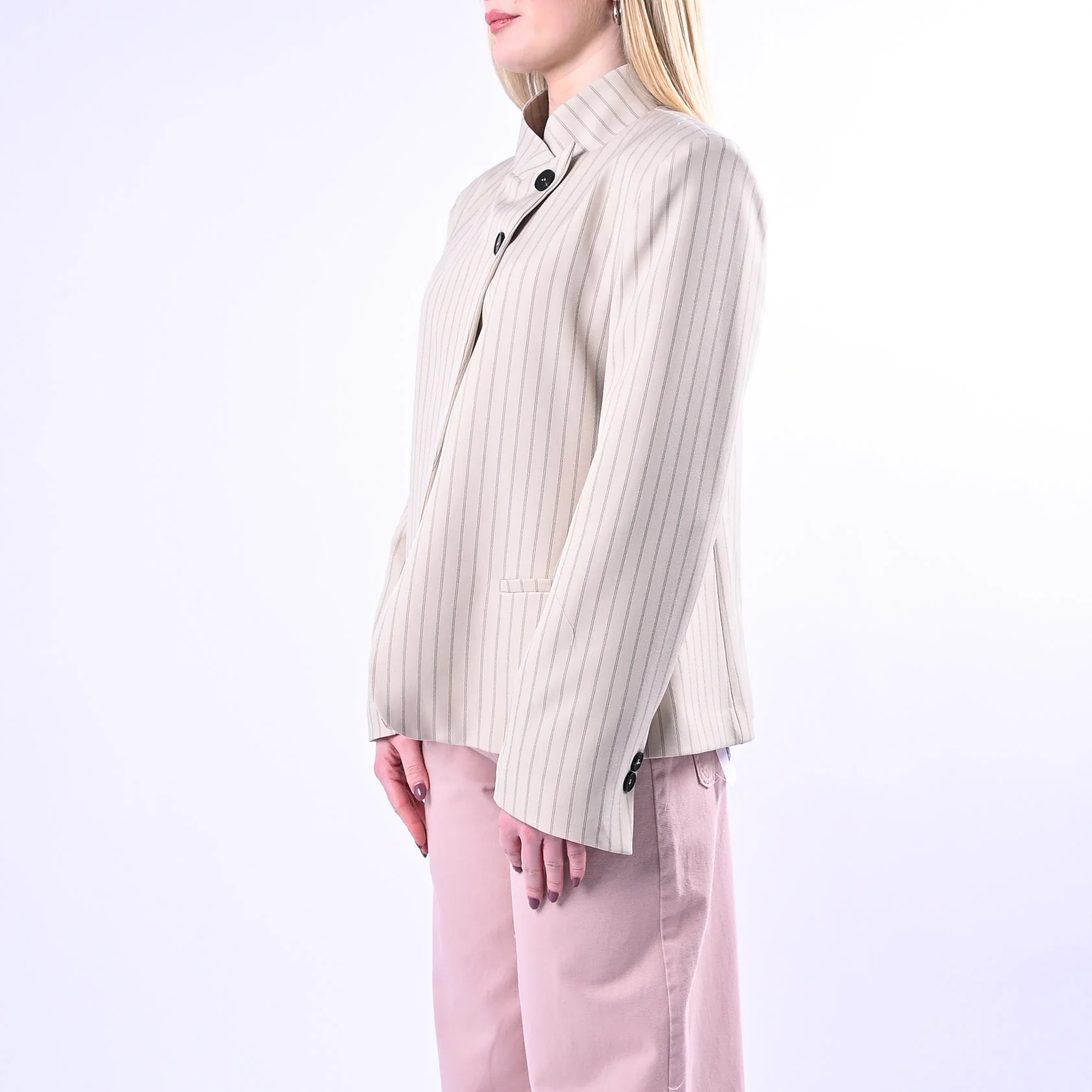 HAVEONE - GIACCA GESSATA COREANA BOTTONI SPOSTATI ART.JMN-Q096 - BEIGE - Image 3