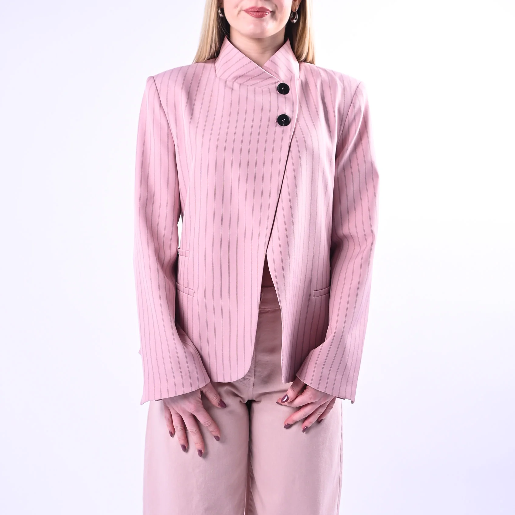 HAVEONE - GIACCA GESSATA COREANA BOTTONI SPOSTATI ART.JMN-Q096 - ROSA - Image 2