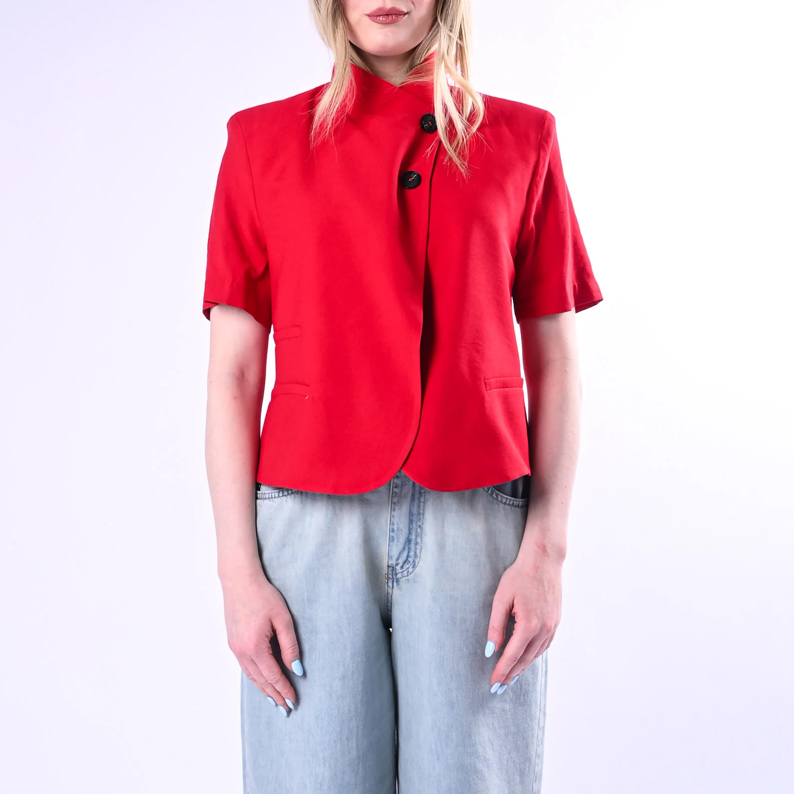 HAVEONE - GIACCA MEZZA MANICA BOTTONI SPOSTATI ART.GMN-Q116/R - ROSSO - Image 2