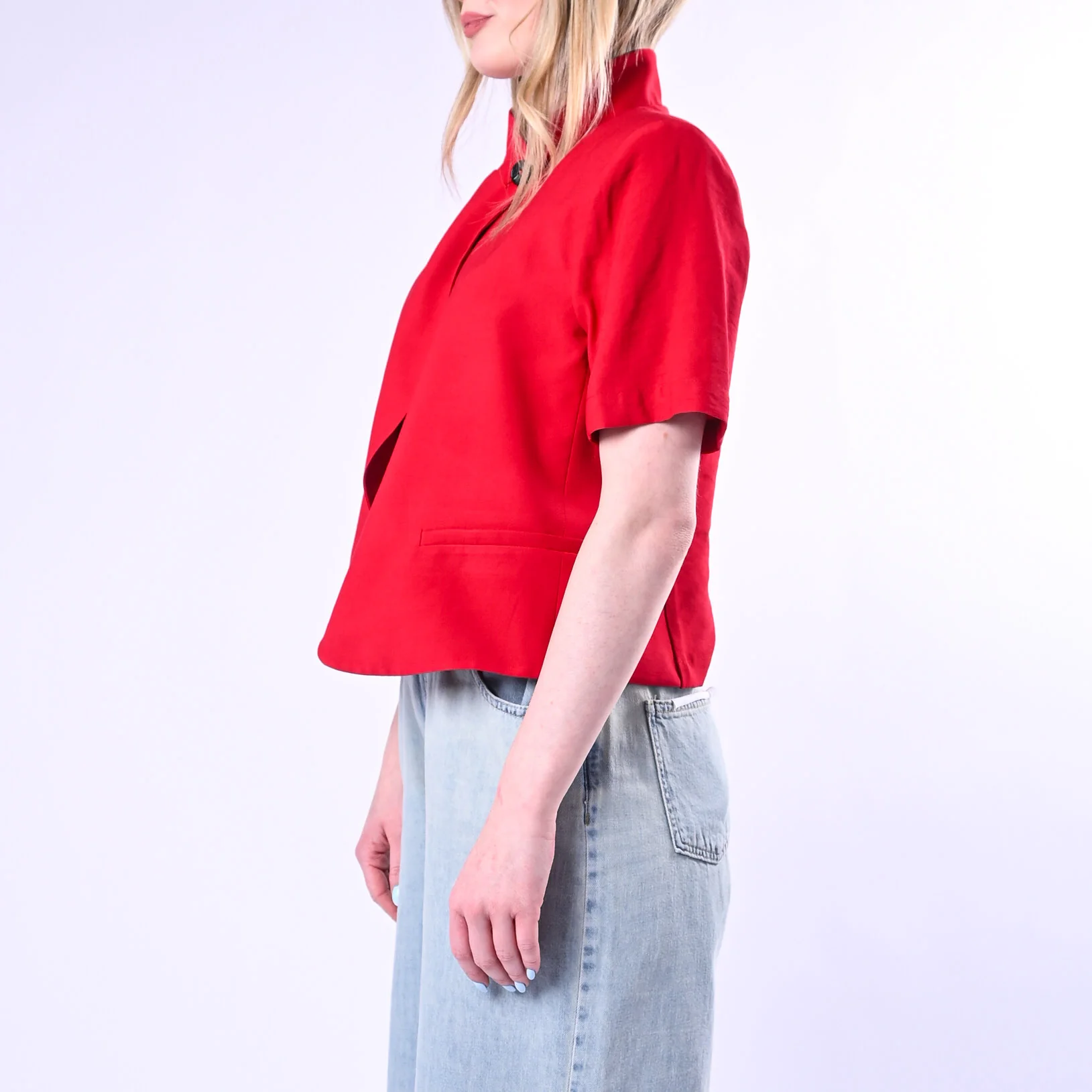 HAVEONE - GIACCA MEZZA MANICA BOTTONI SPOSTATI ART.GMN-Q116/R - ROSSO - Image 3
